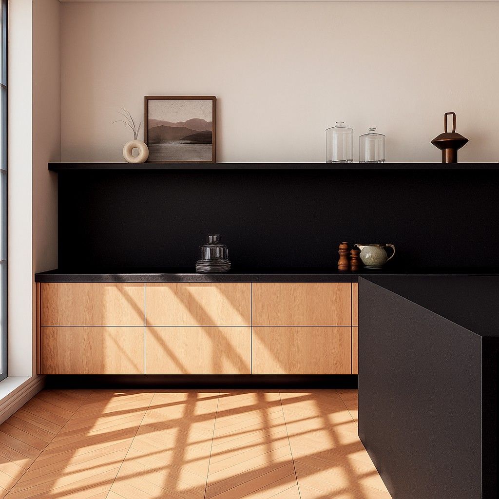 Plan de travail noir en résine Corian Deep Night Sky