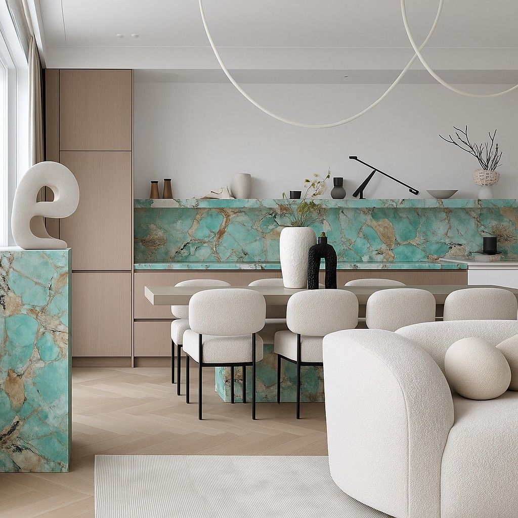Plan de travail vert en granit Amazonite