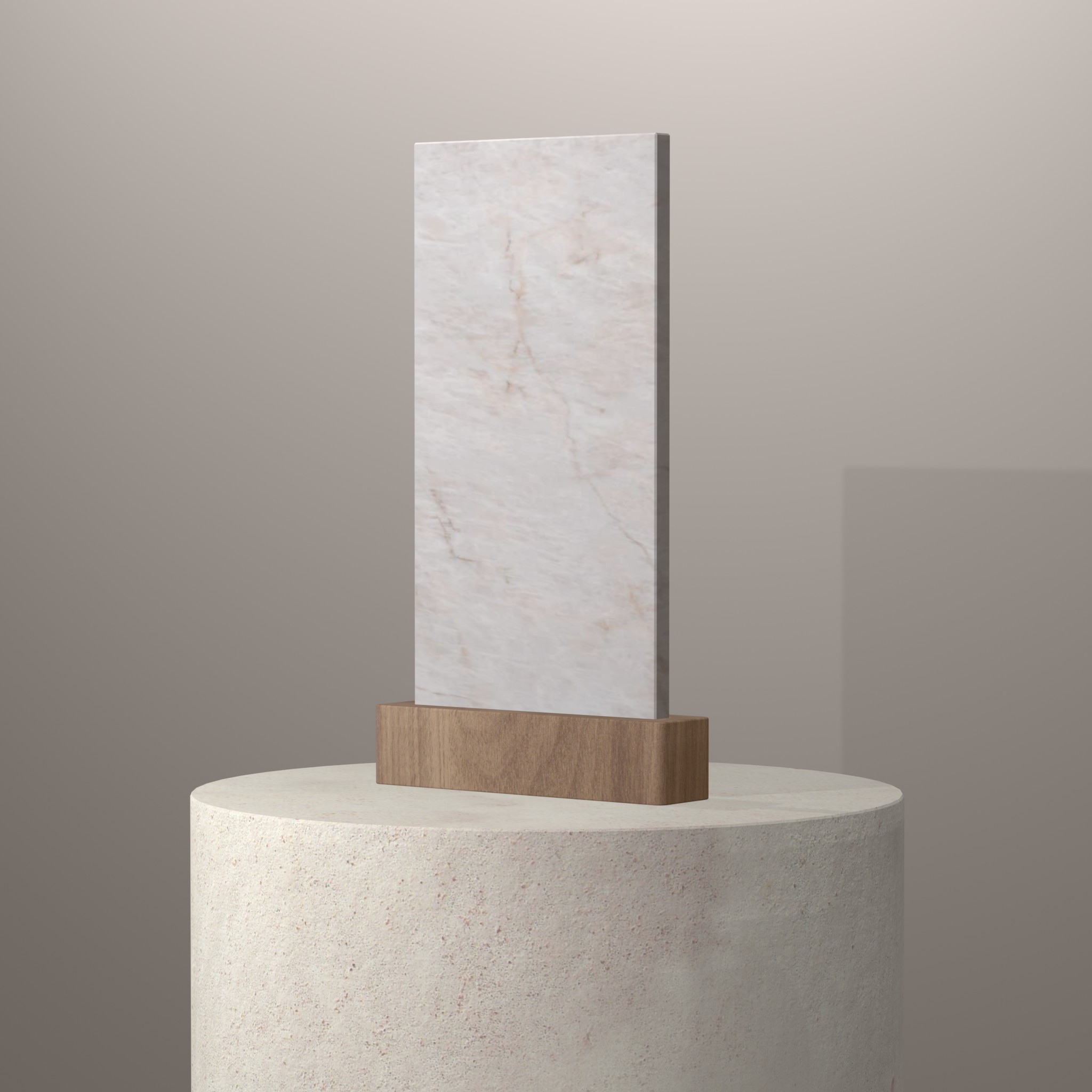 Rendu 3D du coloris Cristalo Clair en Ceramique Mstone sur piédestal