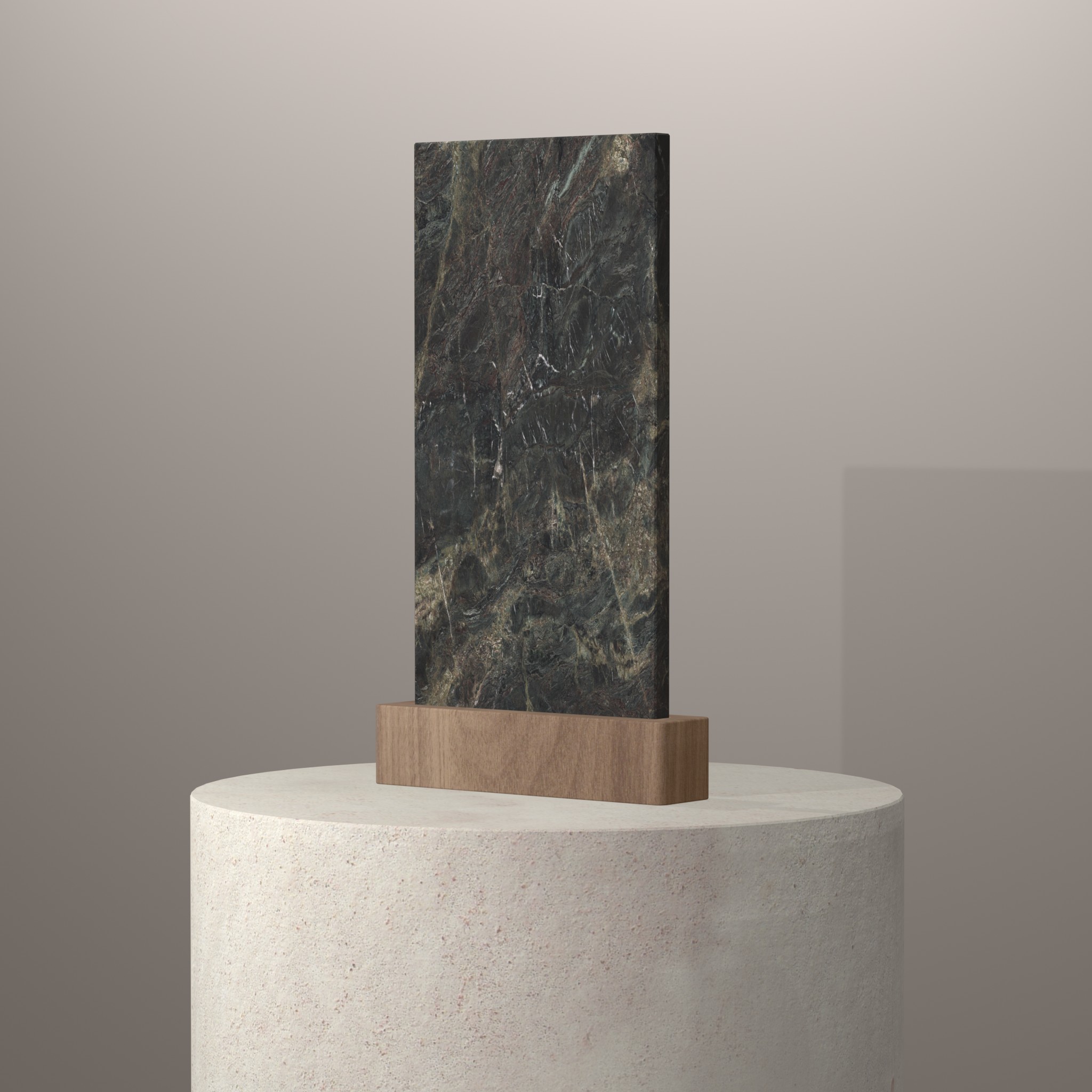 Rendu 3D du coloris Amazonico en Ceramique Neolith The Size sur piédestal