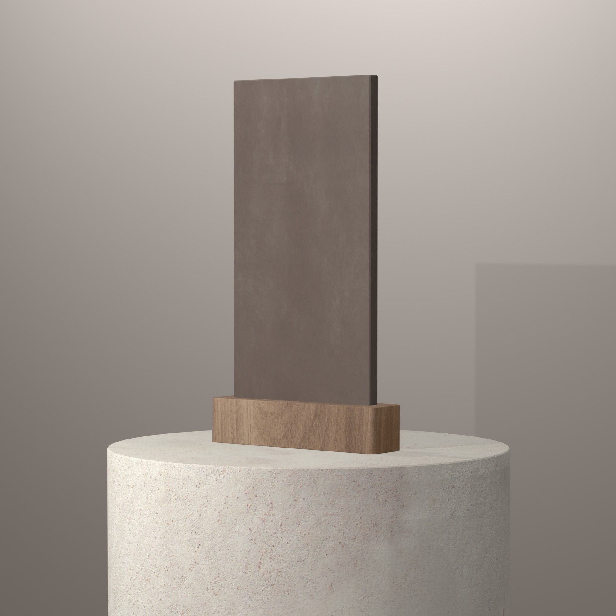 Rendu 3D du coloris Barro en Ceramique Neolith The Size sur piédestal
