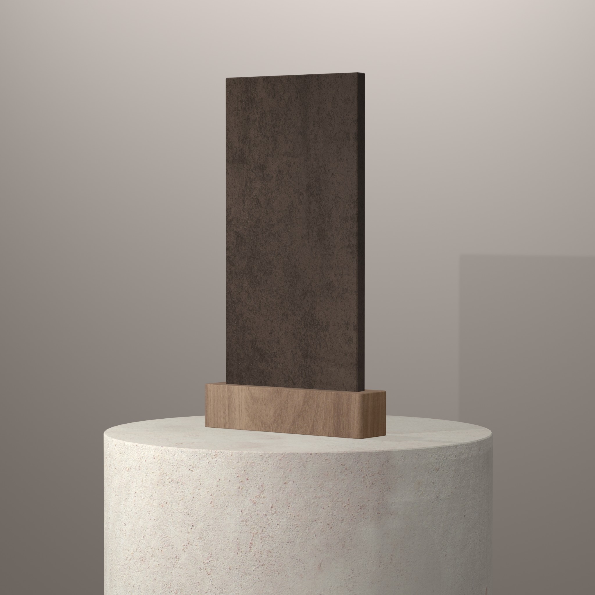 Rendu 3D du coloris Iron Copper en Ceramique Neolith The Size sur piédestal