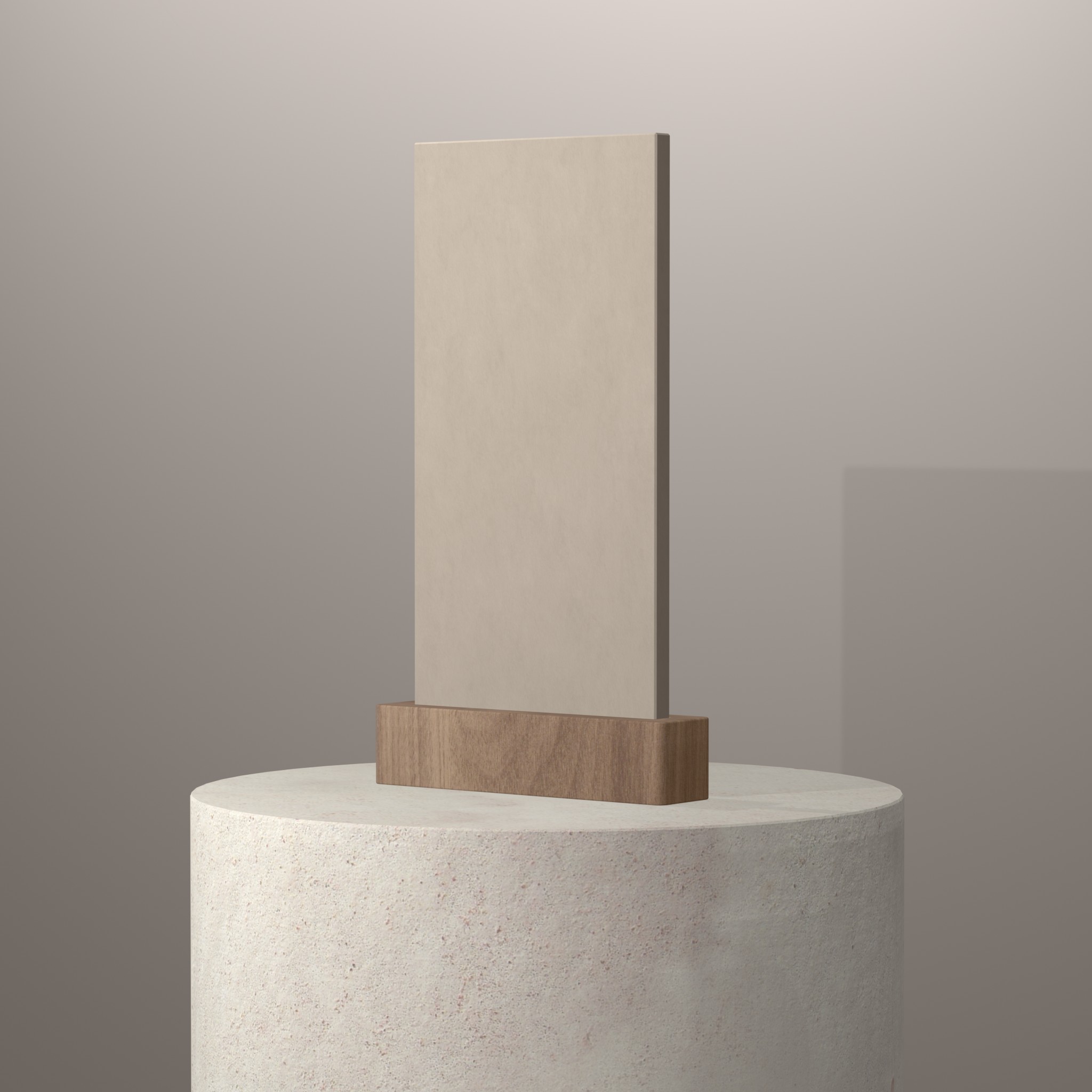 Rendu 3D du coloris Pietra di Osso en Ceramique Neolith The Size sur piédestal