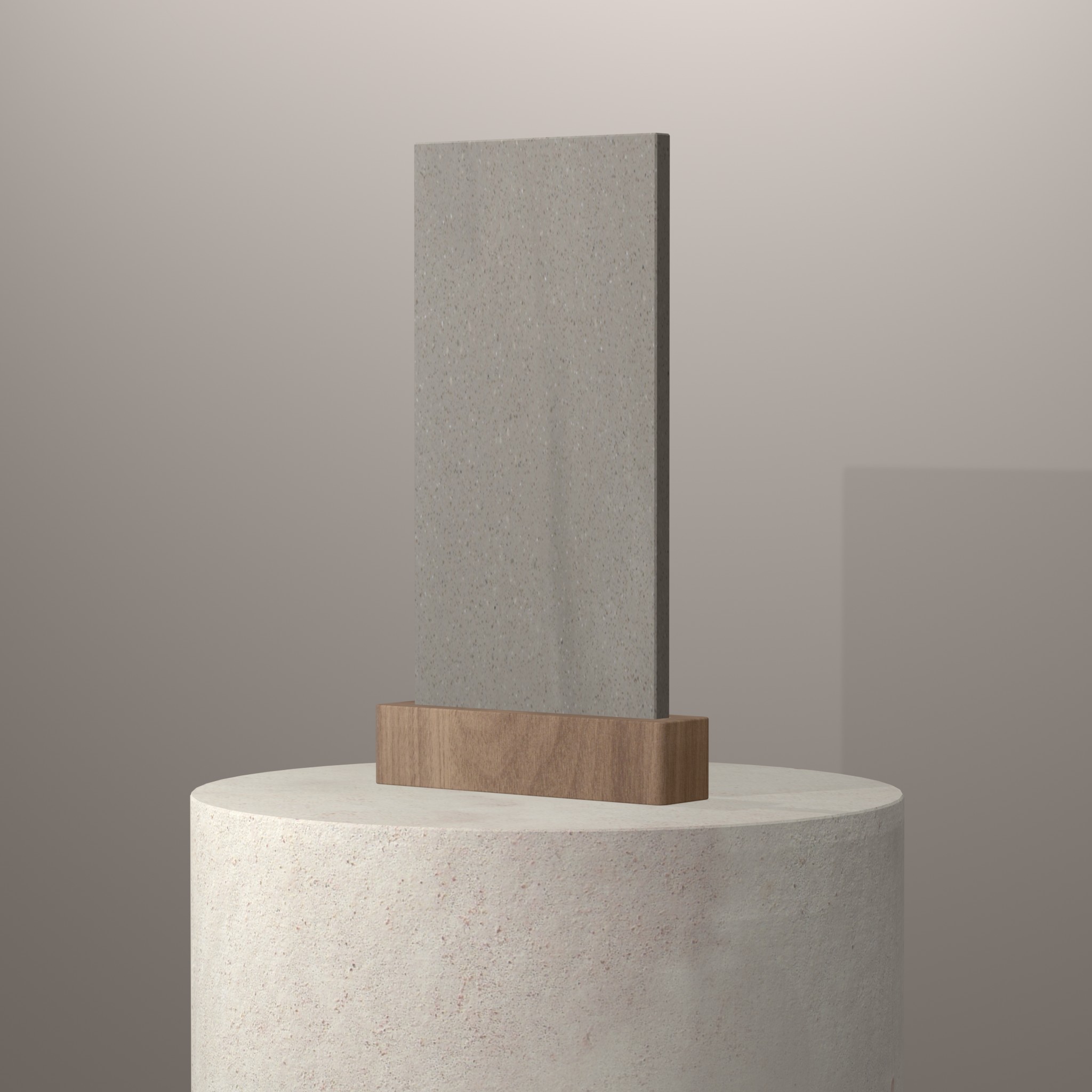 Rendu 3D du coloris Artista Beige en Resine Corian sur piédestal