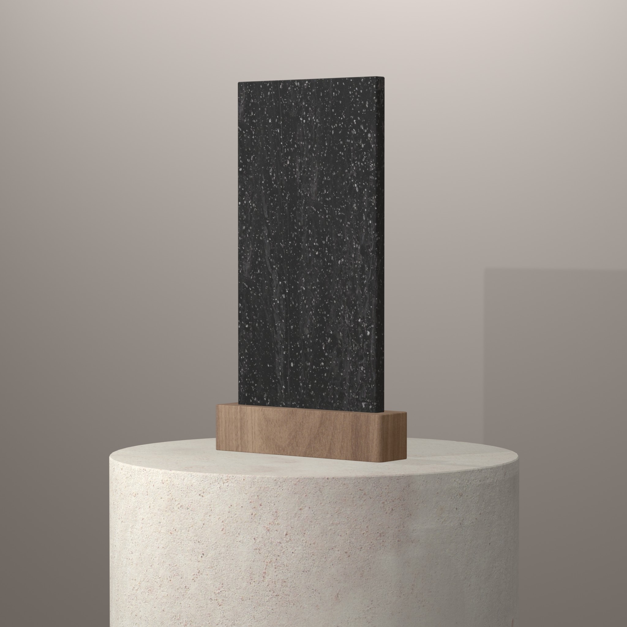 Rendu 3D du coloris Cosmos Prima en Resine Corian sur piédestal