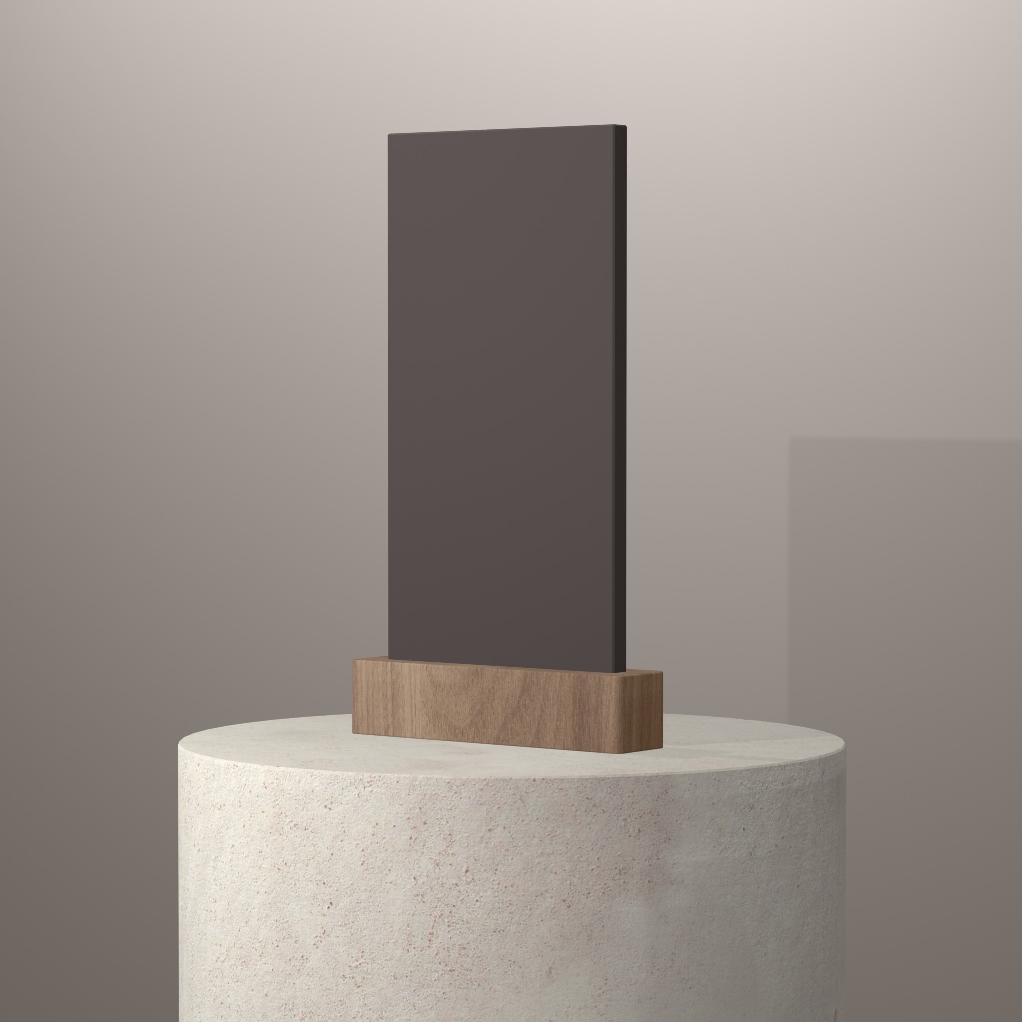 Rendu 3D du coloris Deep Sable en Resine Corian sur piédestal