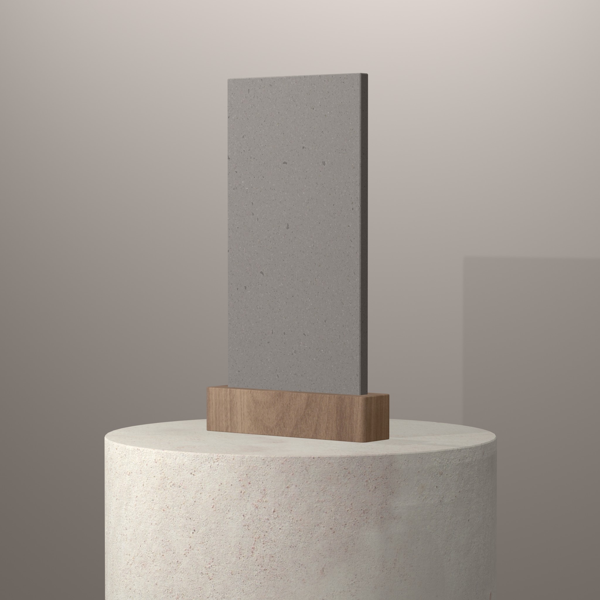 Rendu 3D du coloris Dove en Resine Corian sur piédestal