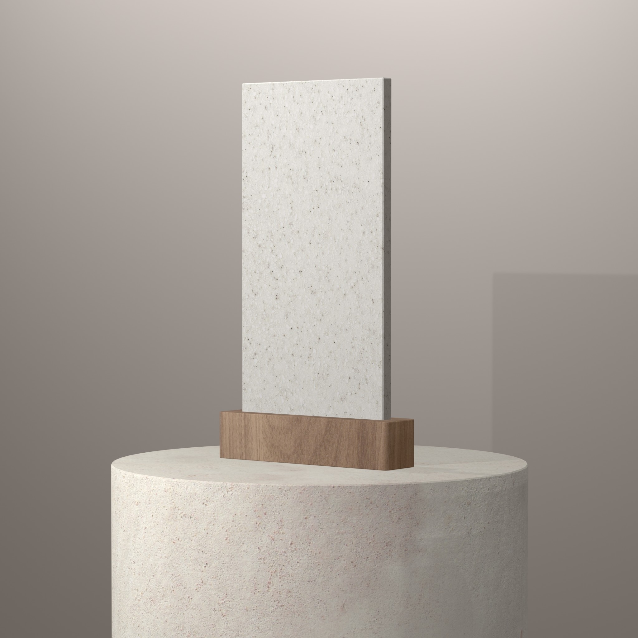Rendu 3D du coloris Everest en Resine Corian sur piédestal
