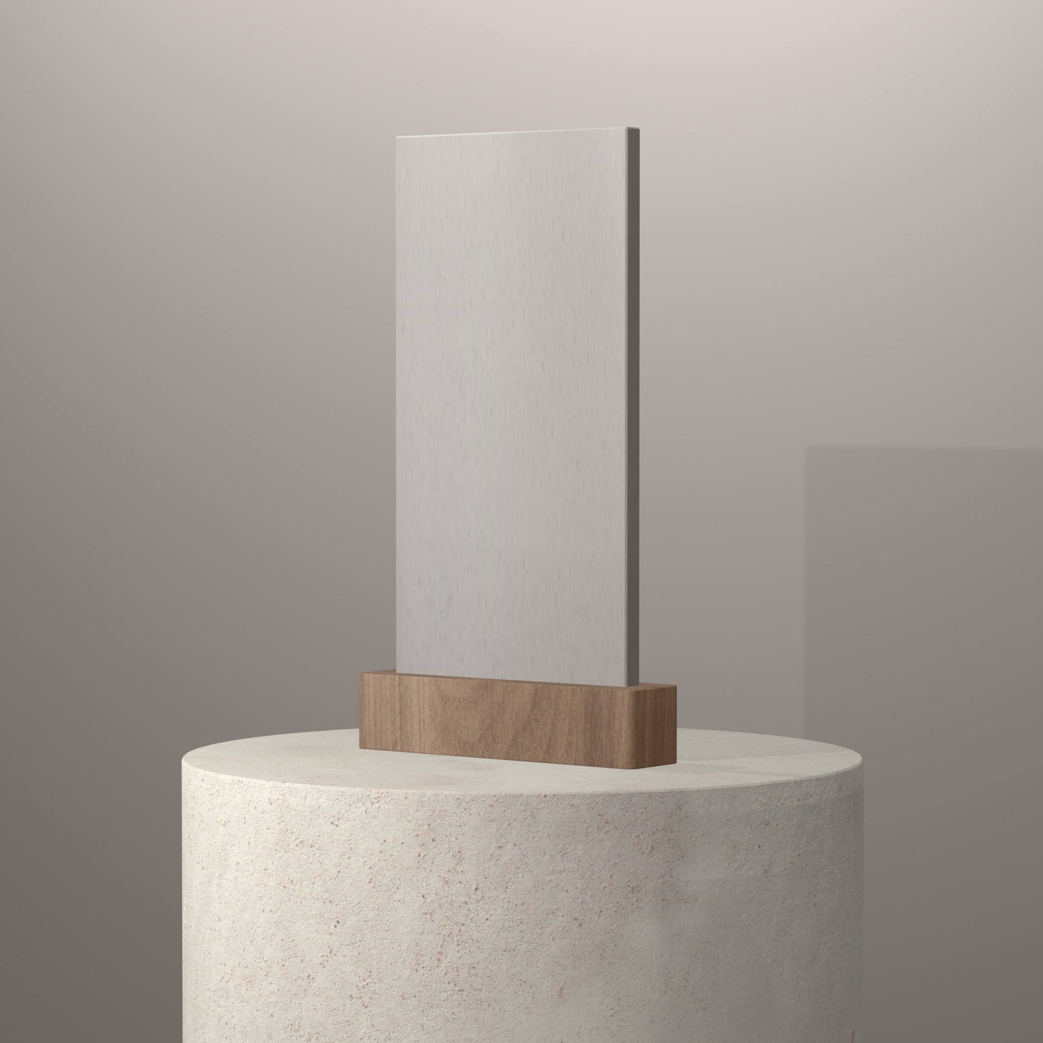 Rendu 3D du coloris Excavage en Resine Corian sur piédestal