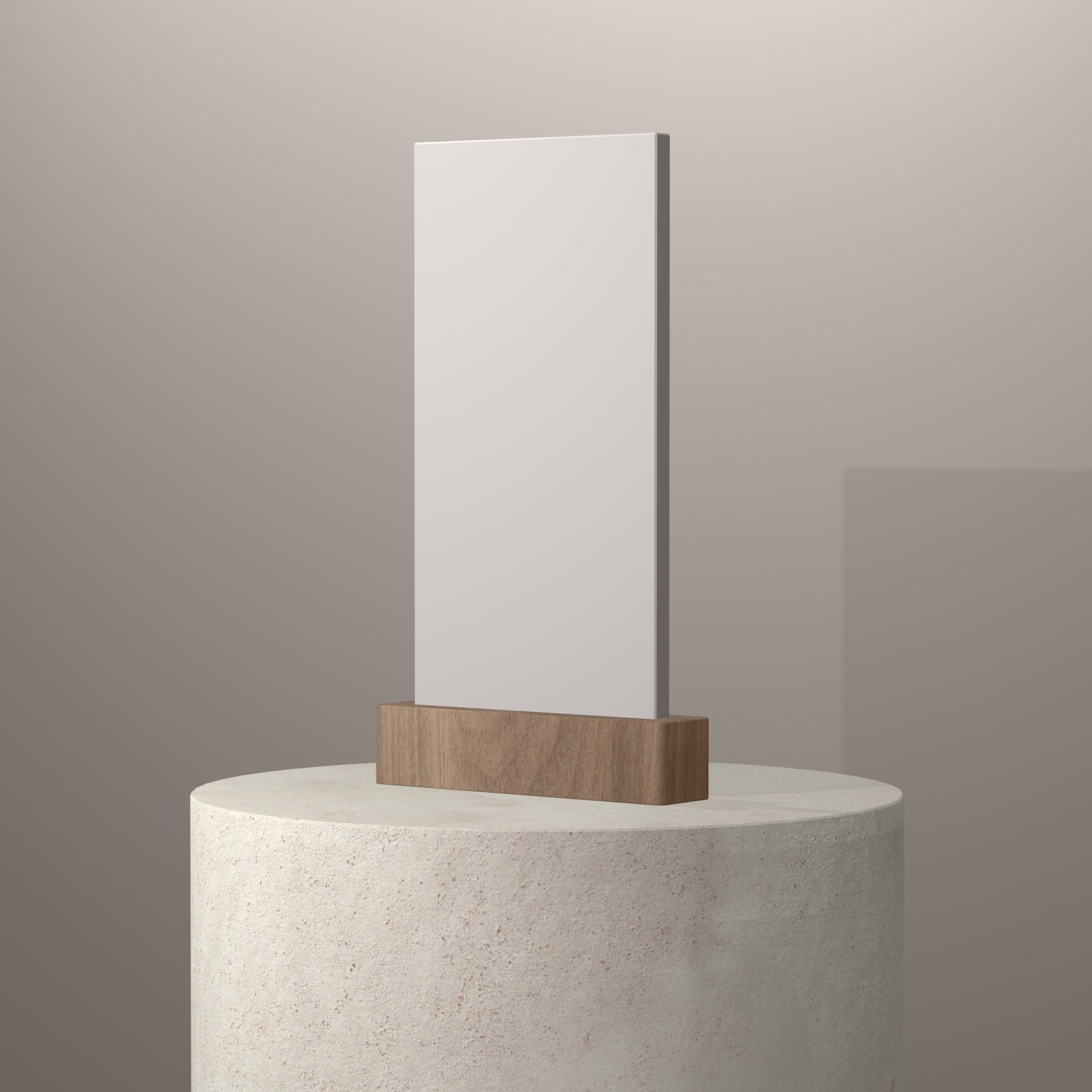 Rendu 3D du coloris Glacier White en Resine Corian sur piédestal