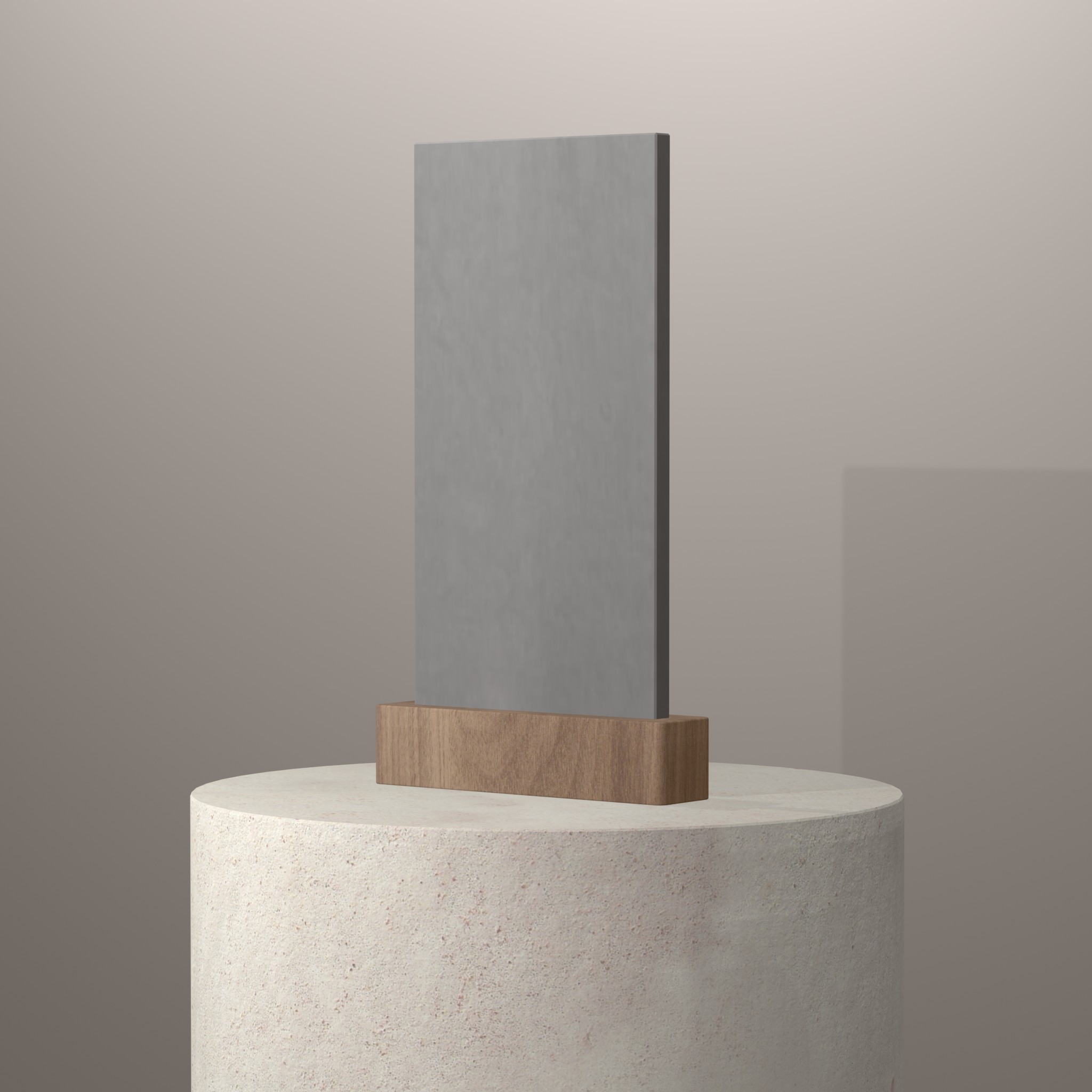 Rendu 3D du coloris Natural Gray en Resine Corian sur piédestal