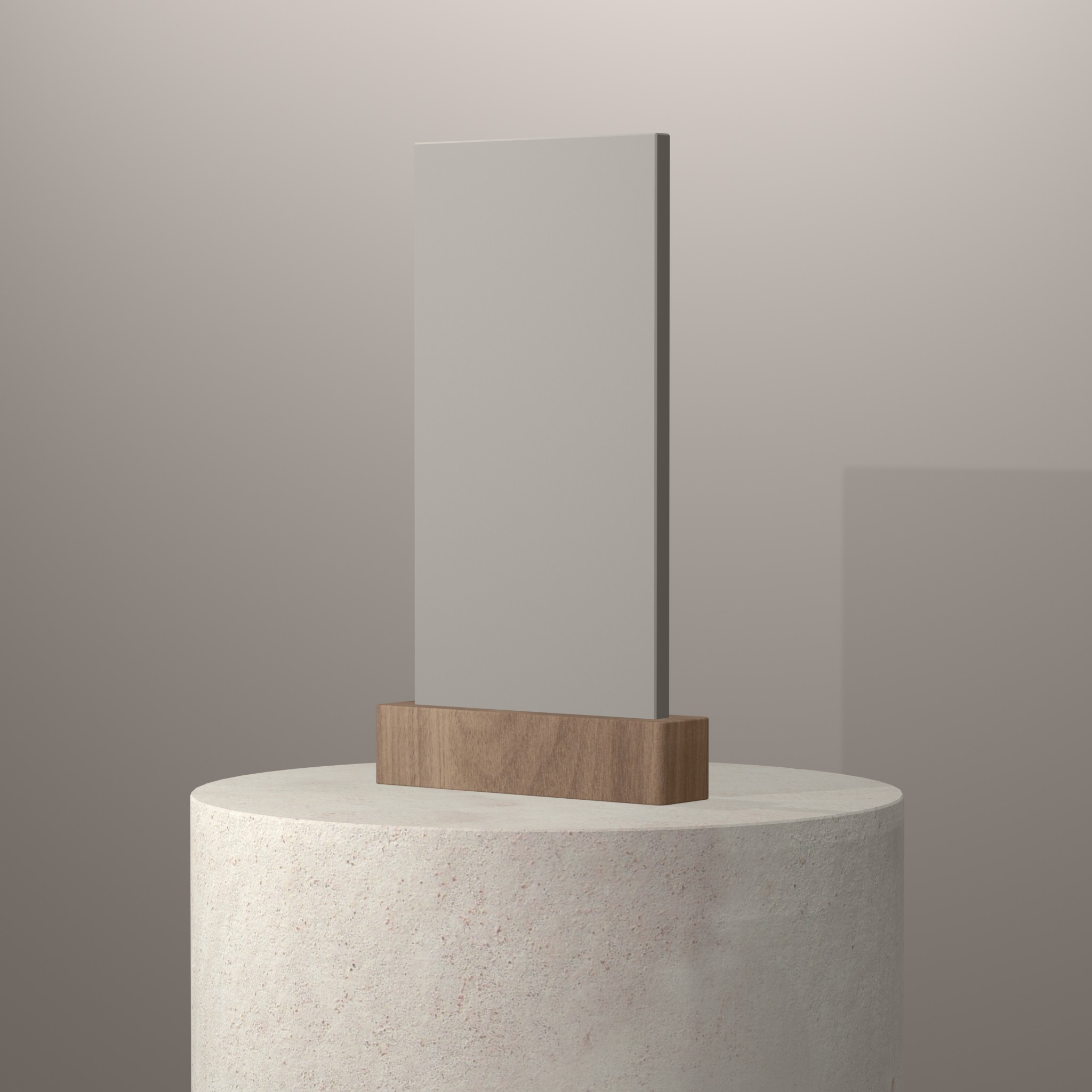 Rendu 3D du coloris Pearl Gray en Resine Corian sur piédestal