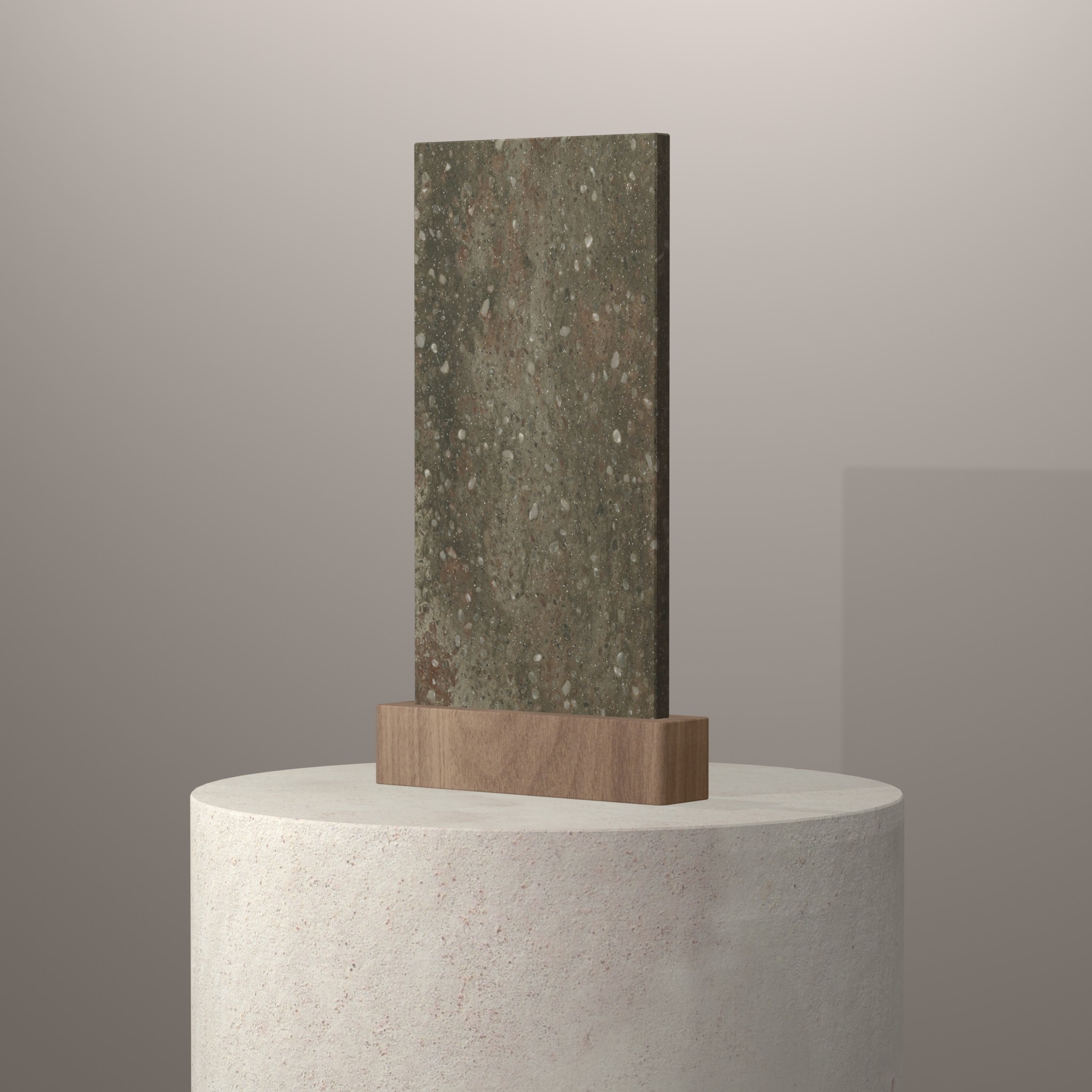 Rendu 3D du coloris Rosemary en Resine Corian sur piédestal