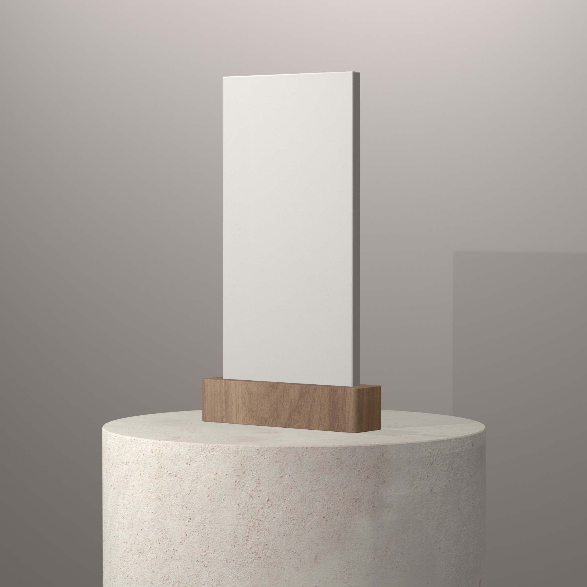 Rendu 3D du coloris Salt en Resine Corian sur piédestal