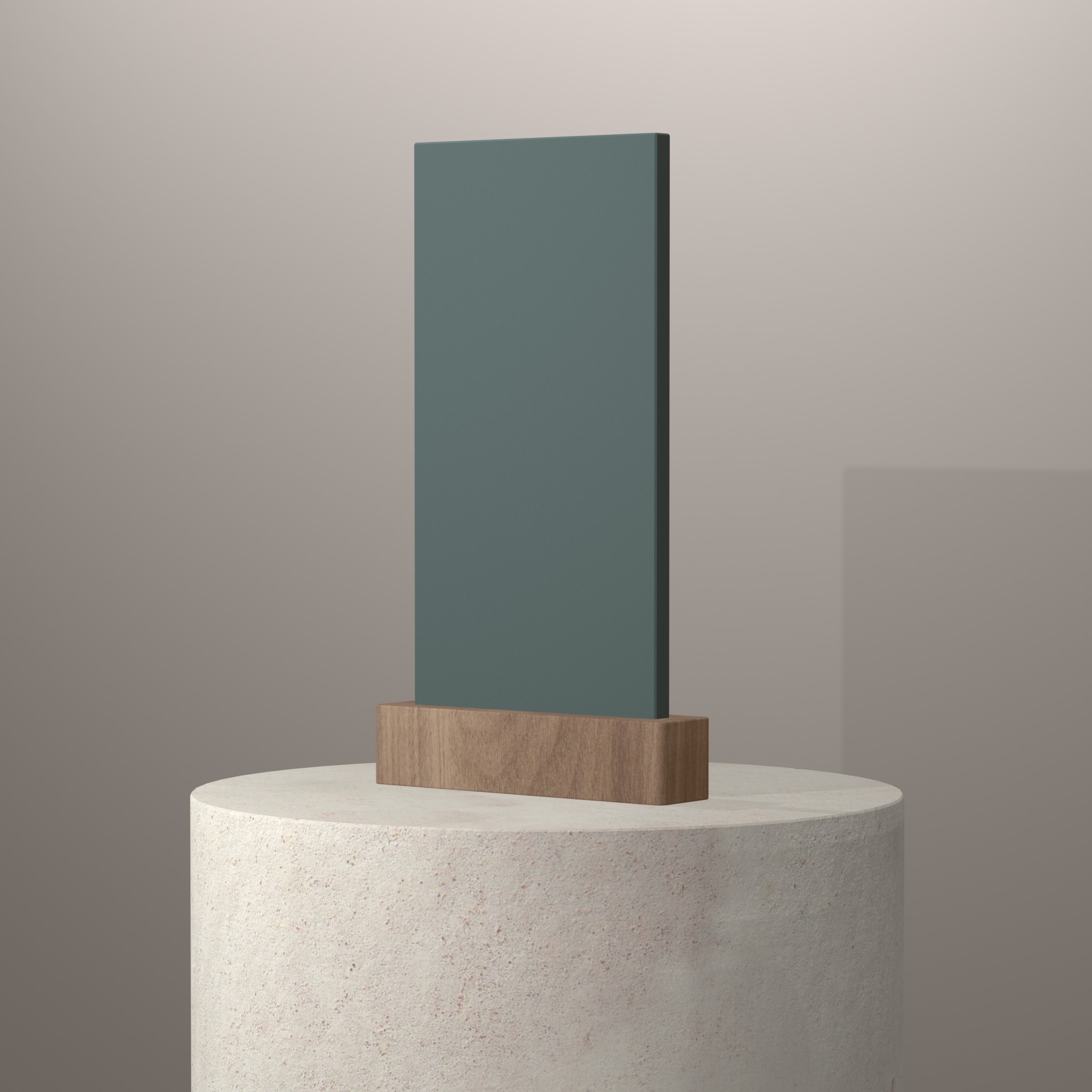 Rendu 3D du coloris Verdant en Resine Corian sur piédestal