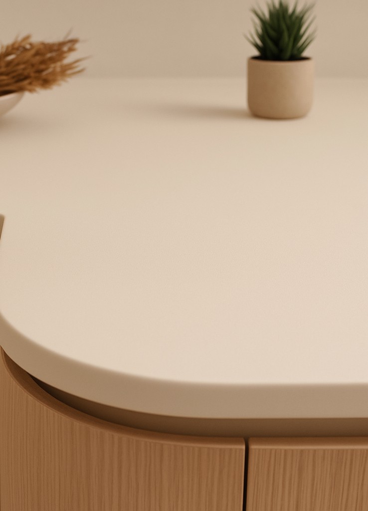 Réalisation n°2 du plan de travail Bisque en Resine Corian