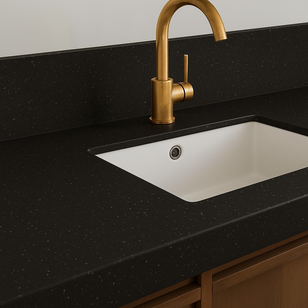 Réalisation n°2 du plan de travail Deep Storm en Resine Corian