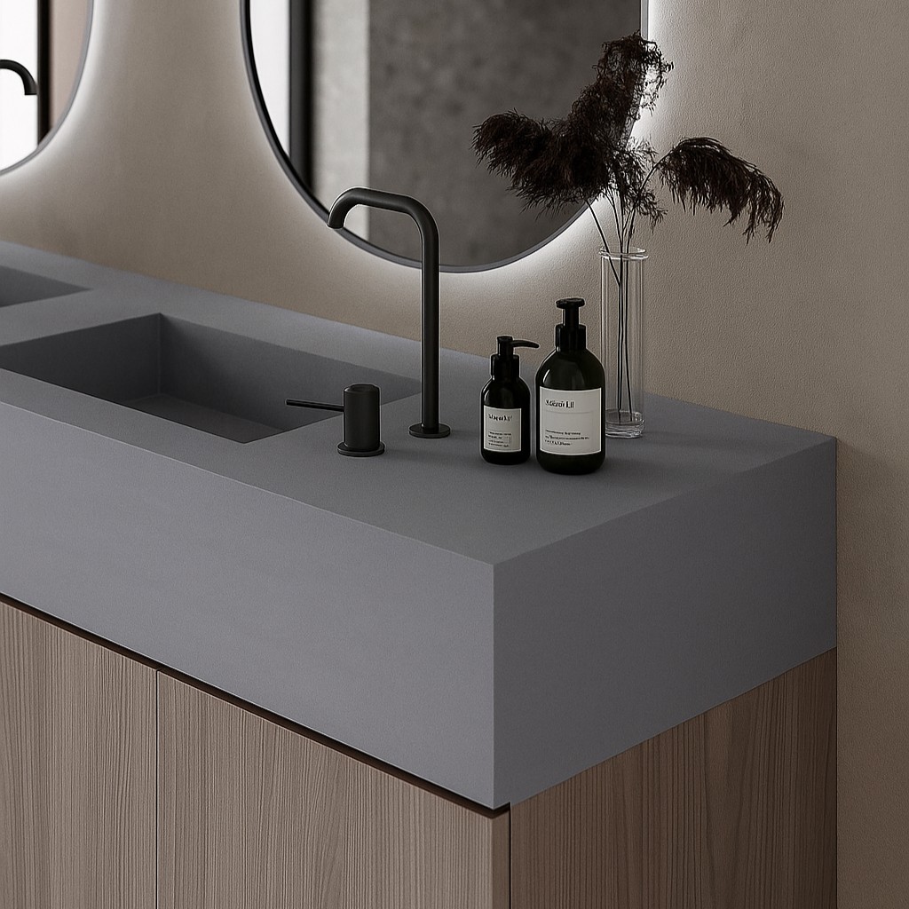 Réalisation n°2 du plan de travail Natural Gray en Resine Corian