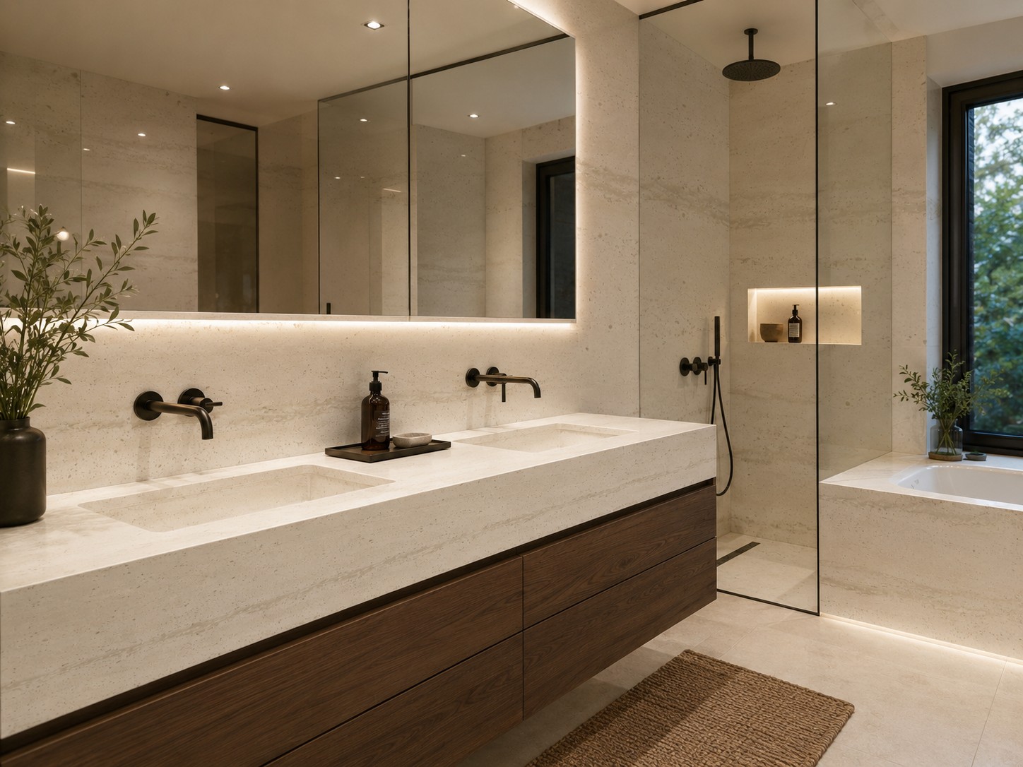 Réalisation n°2 du plan de travail Travertine Firenze en Resine Corian