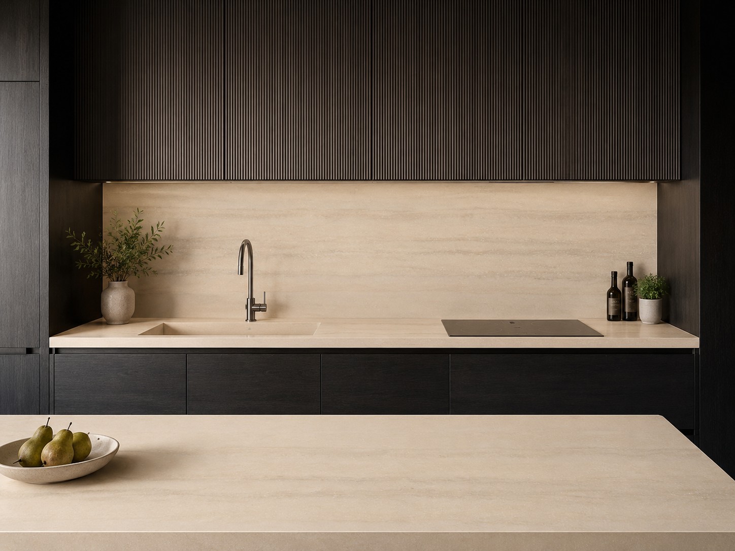 Réalisation n°1 du plan de travail Travertine Roma en Resine Corian
