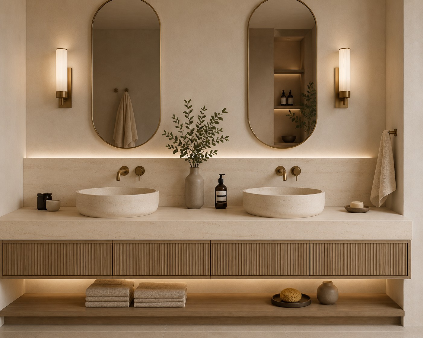 Réalisation n°2 du plan de travail Travertine Roma en Resine Corian