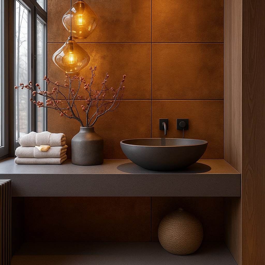 Réalisation n°2 du plan de travail Weathered Concrete en Resine Corian