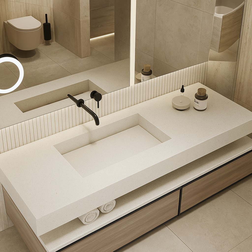 Réalisation n°2 du plan de travail White Jasmine en Resine Corian