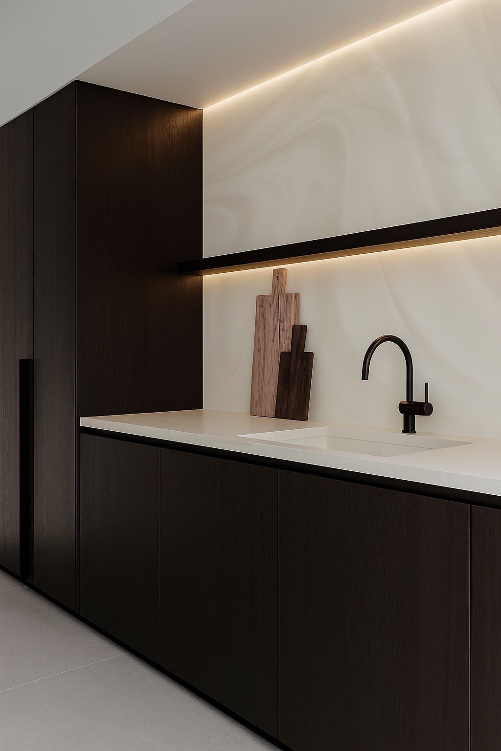 Réalisation n°1 du plan de travail White Onyx en Resine Corian