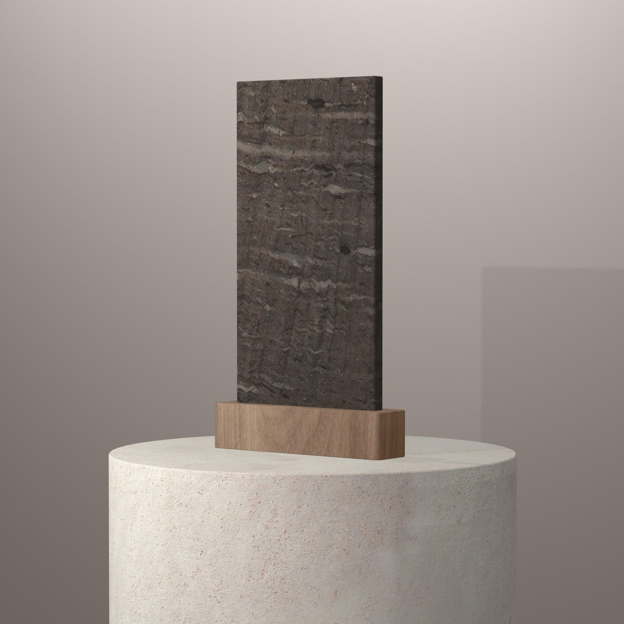 Rendu 3D du coloris Brown Silk en Granit Texta sur piédestal