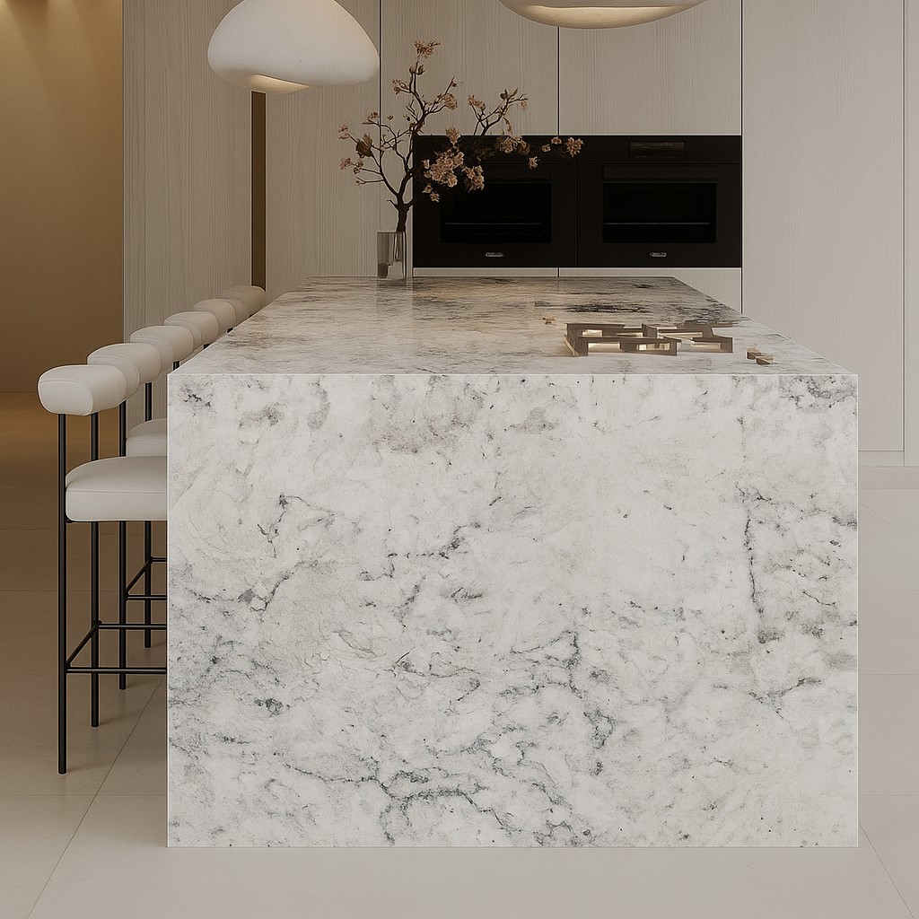 Réalisation n°2 du plan de travail Fantastic White en Granit Texta