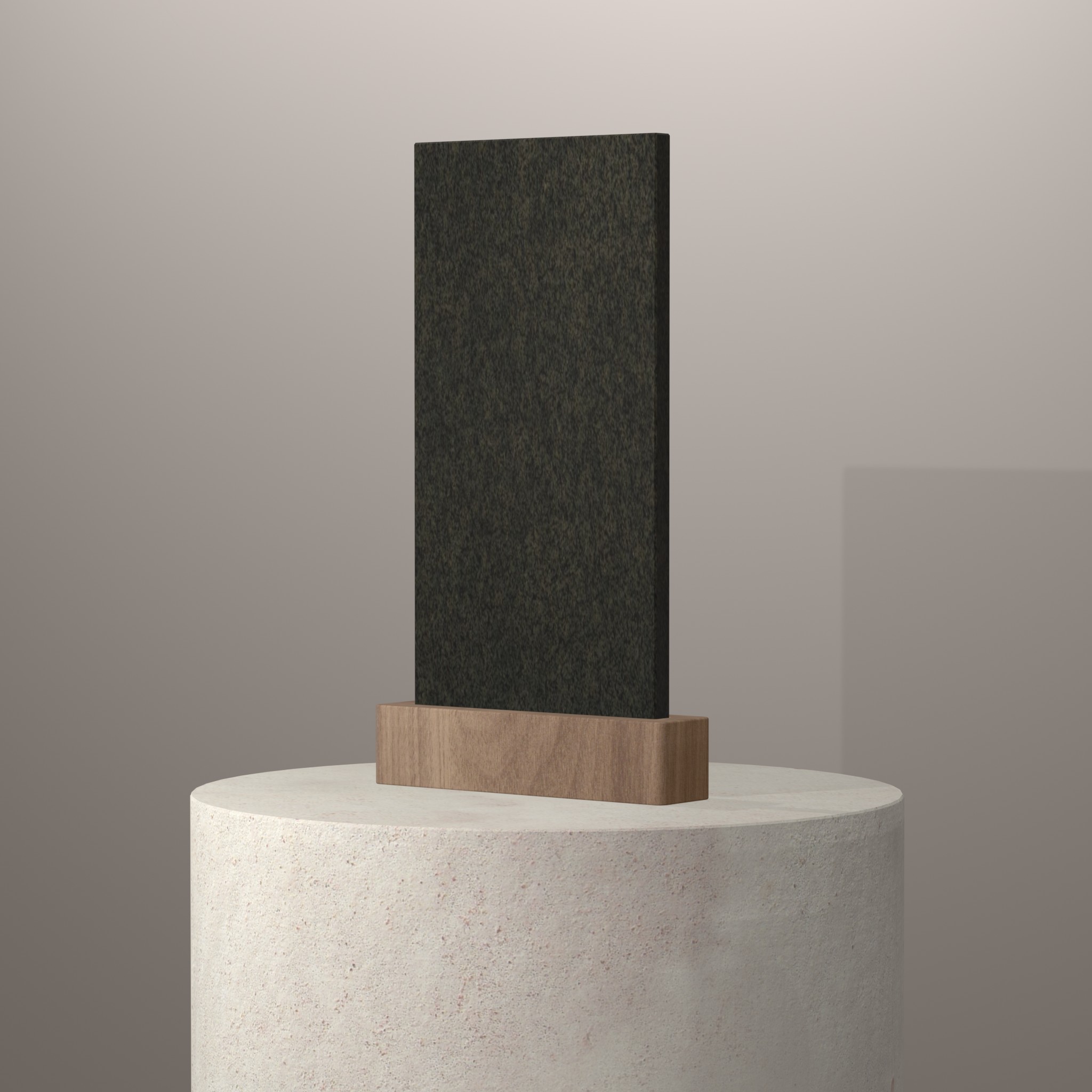 Rendu 3D du coloris Balmoral Green en Granit sur piédestal