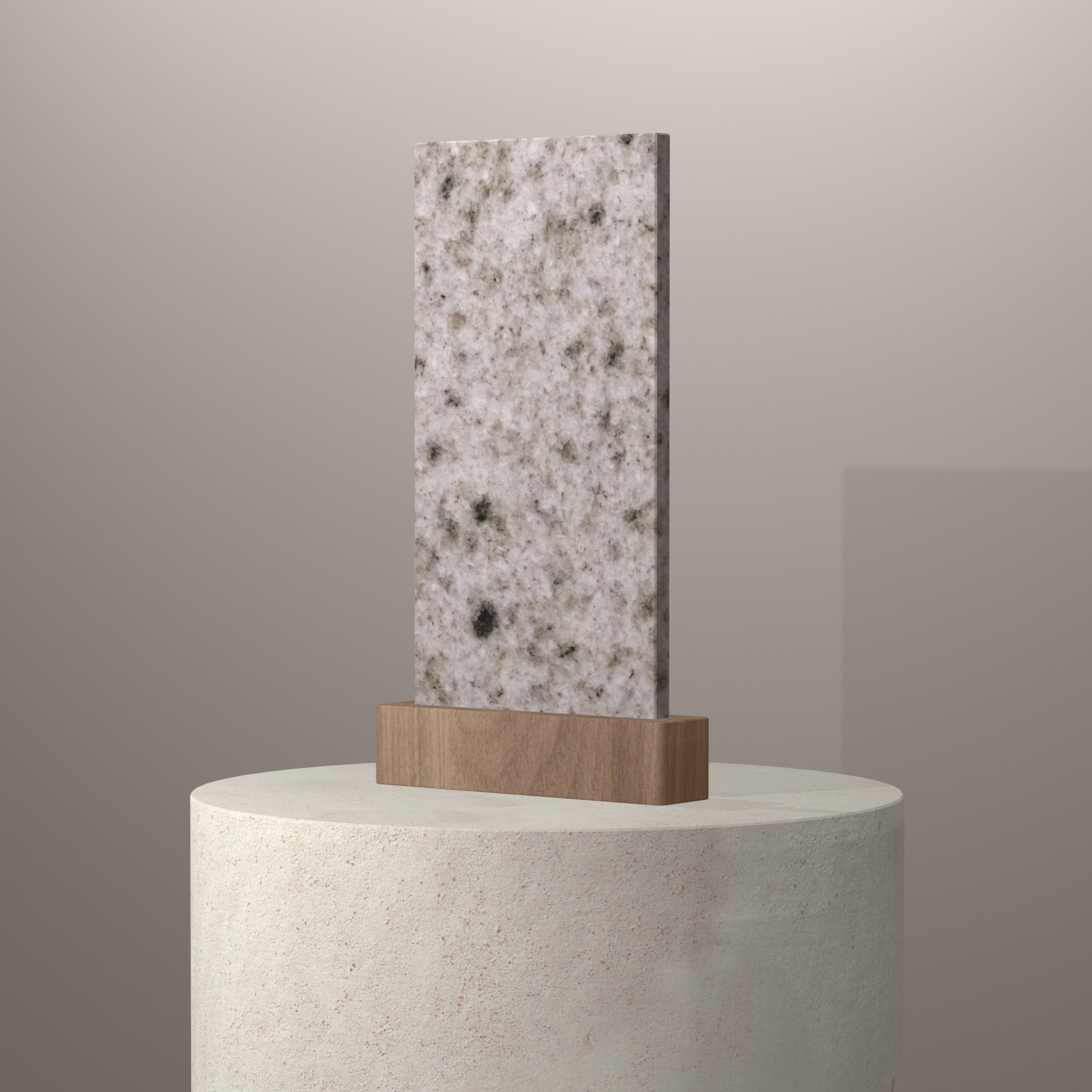 Rendu 3D du coloris Bethel White en Granit sur piédestal