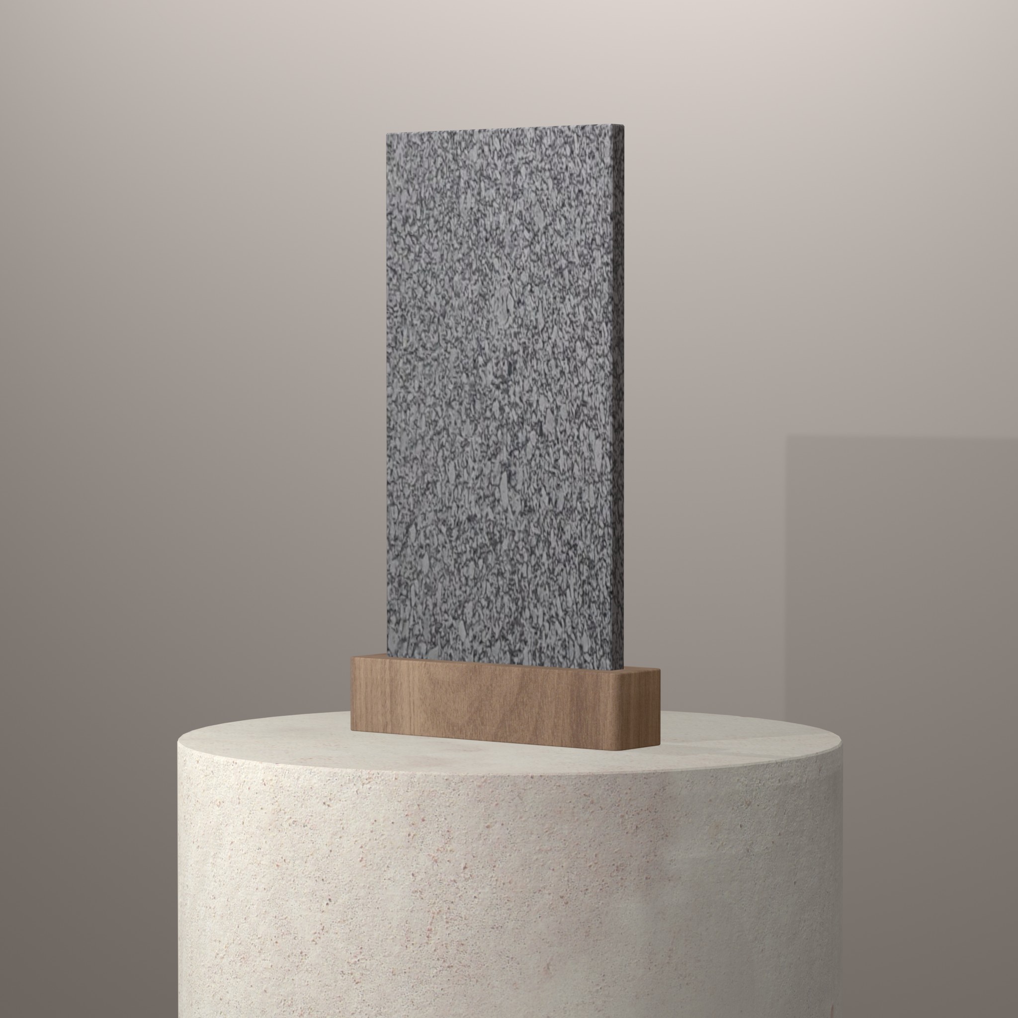 Rendu 3D du coloris Bleu Cristal en Granit sur piédestal