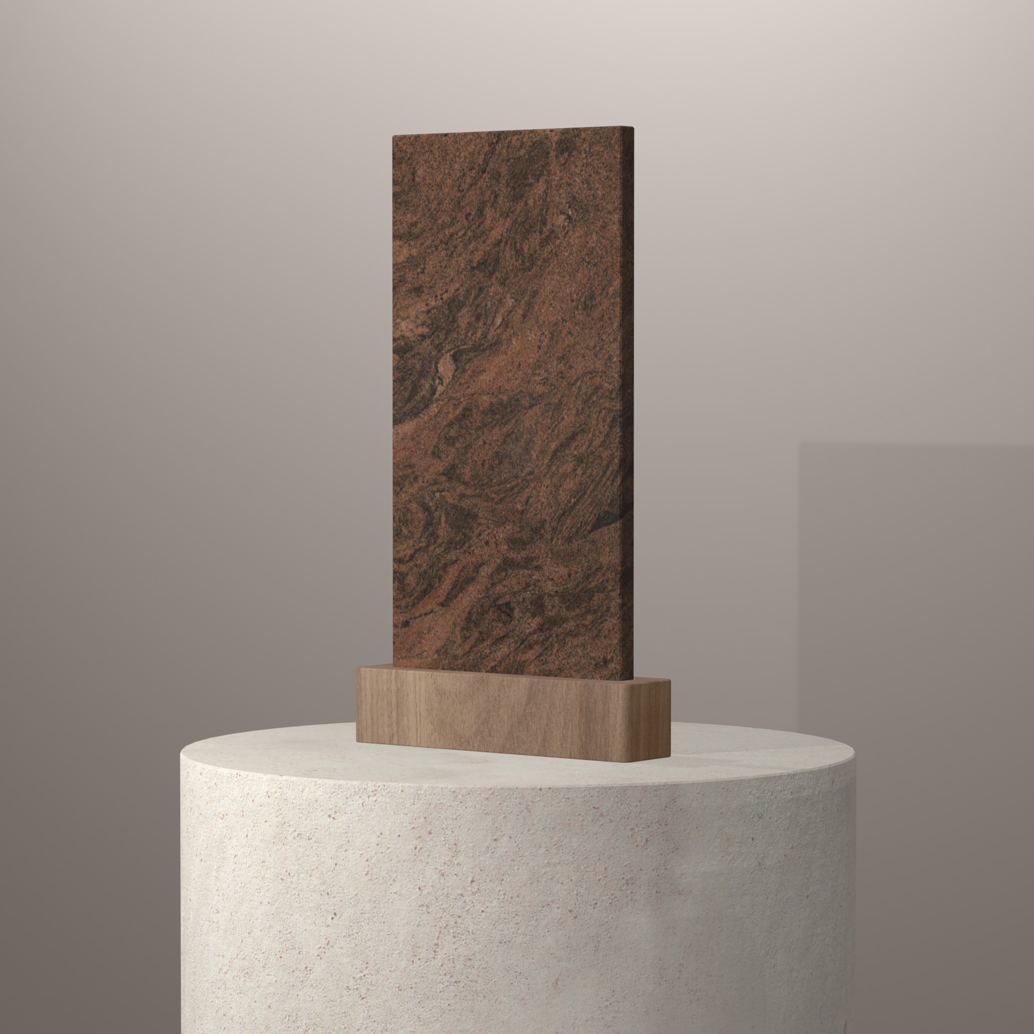Rendu 3D du coloris Multicolor Red en Granit sur piédestal