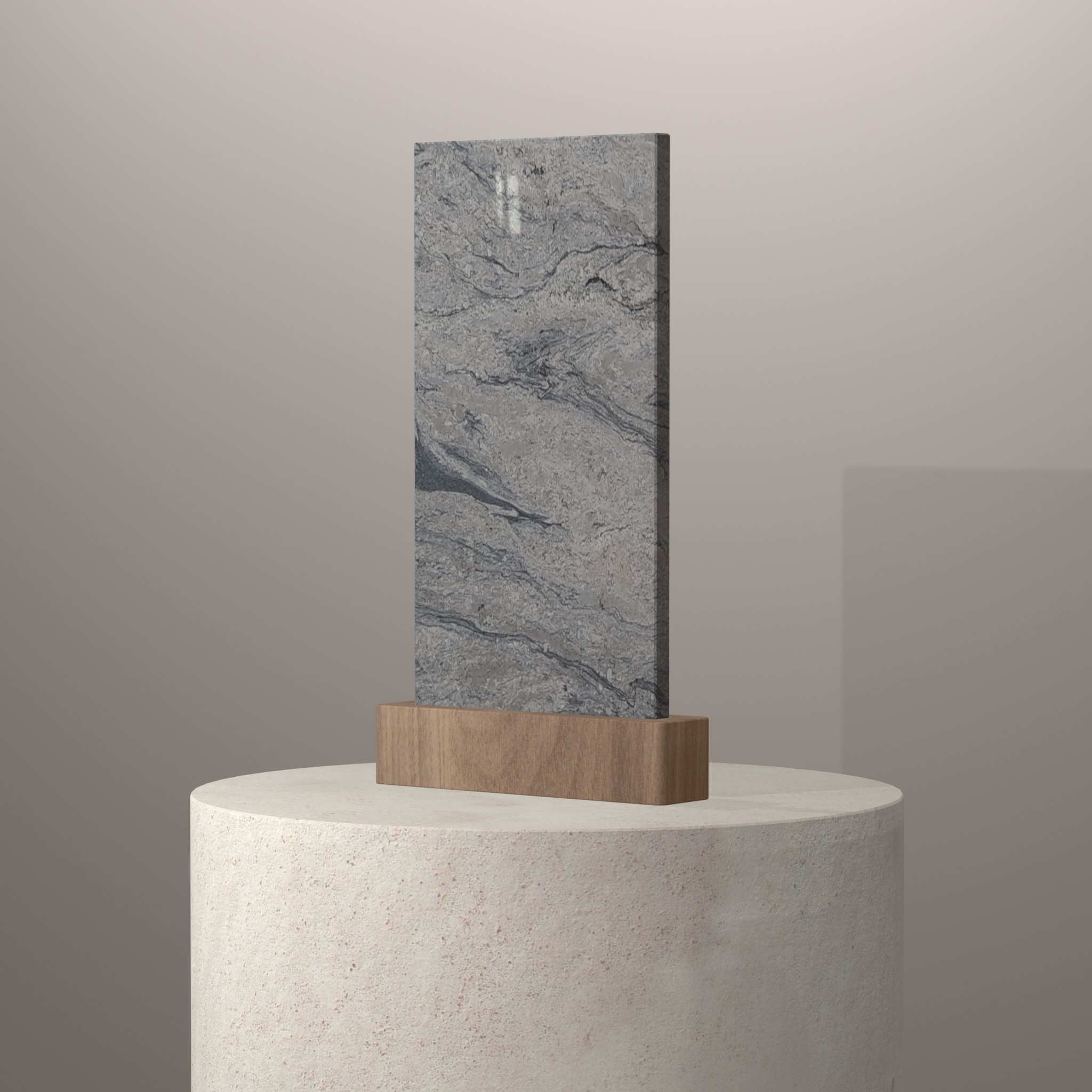 Rendu 3D du coloris Piracema en Granit sur piédestal