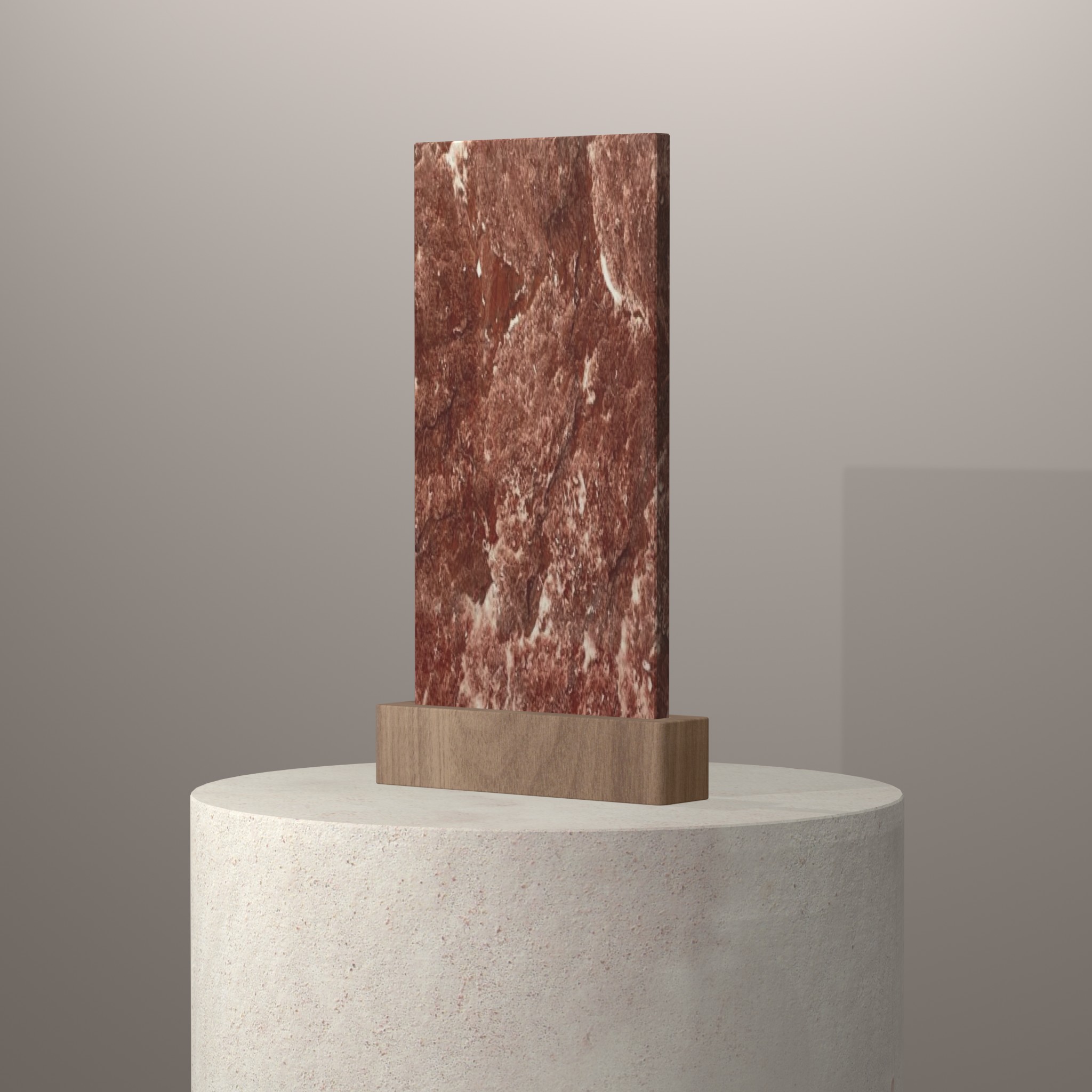 Rendu 3D du coloris Fleur Rouge en Marbre sur piédestal