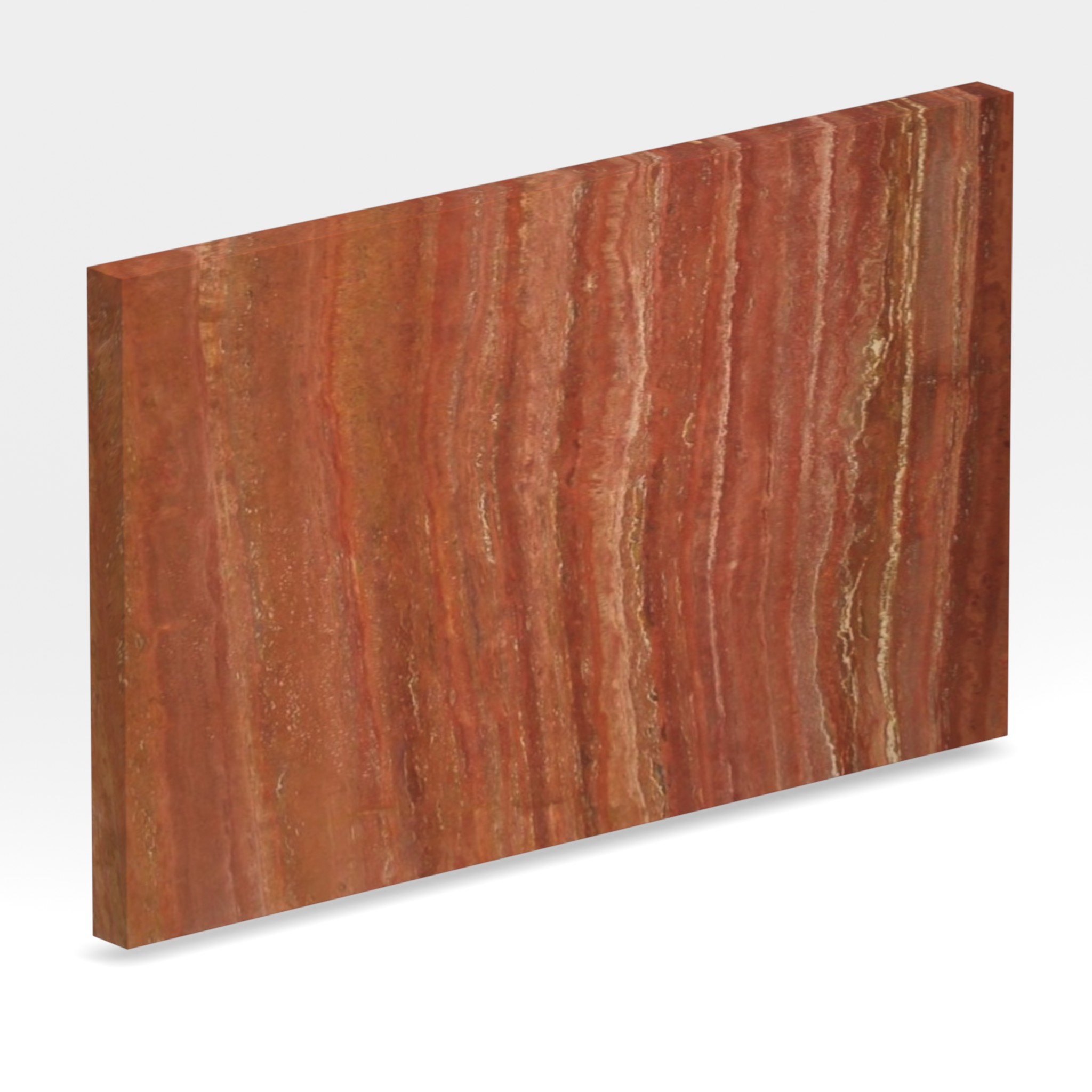 Rendu 3D de la tranche du coloris Red Travertino | Resine transparente ou couleur en Marbre