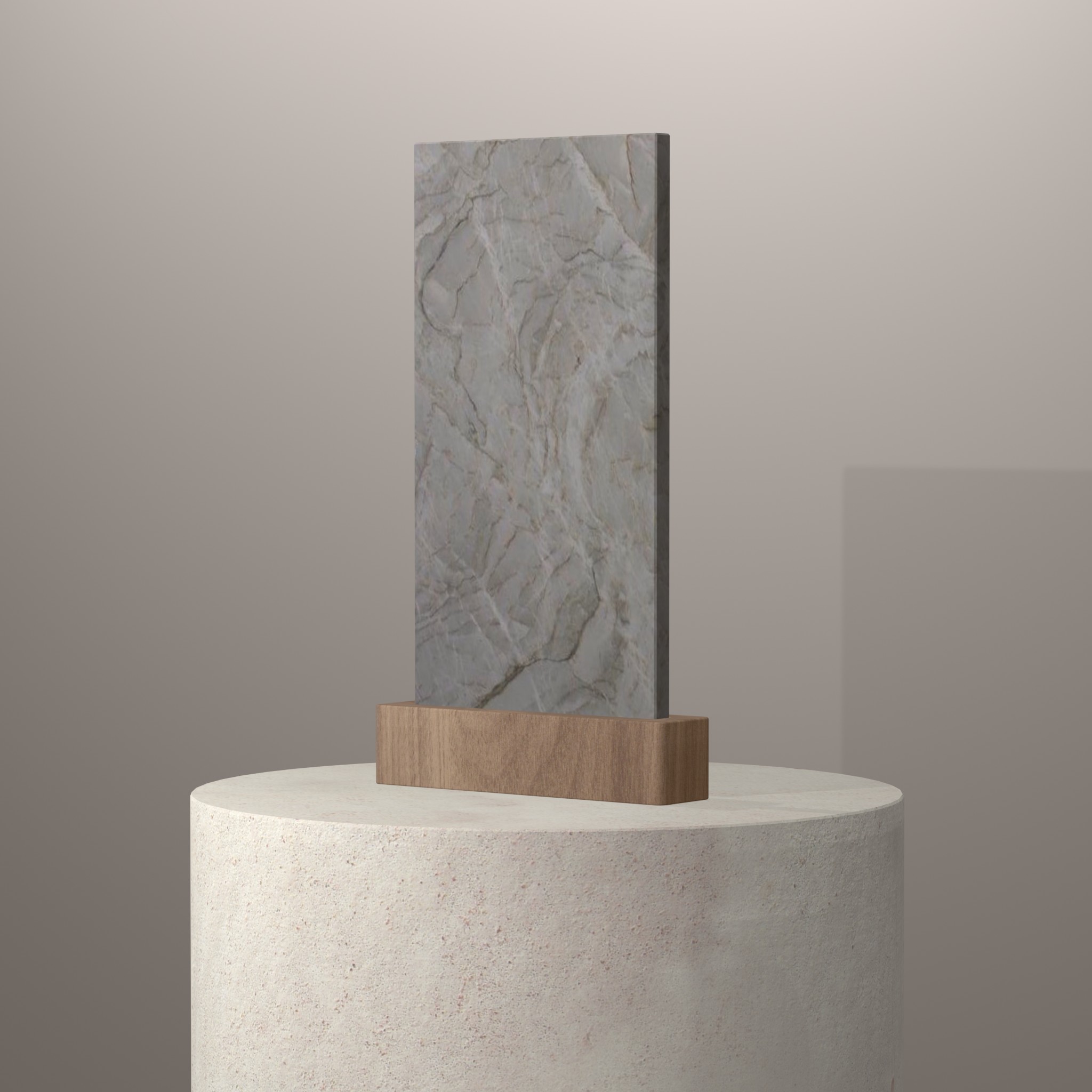Rendu 3D du coloris Vancouver en Quartzite Sensa sur piédestal