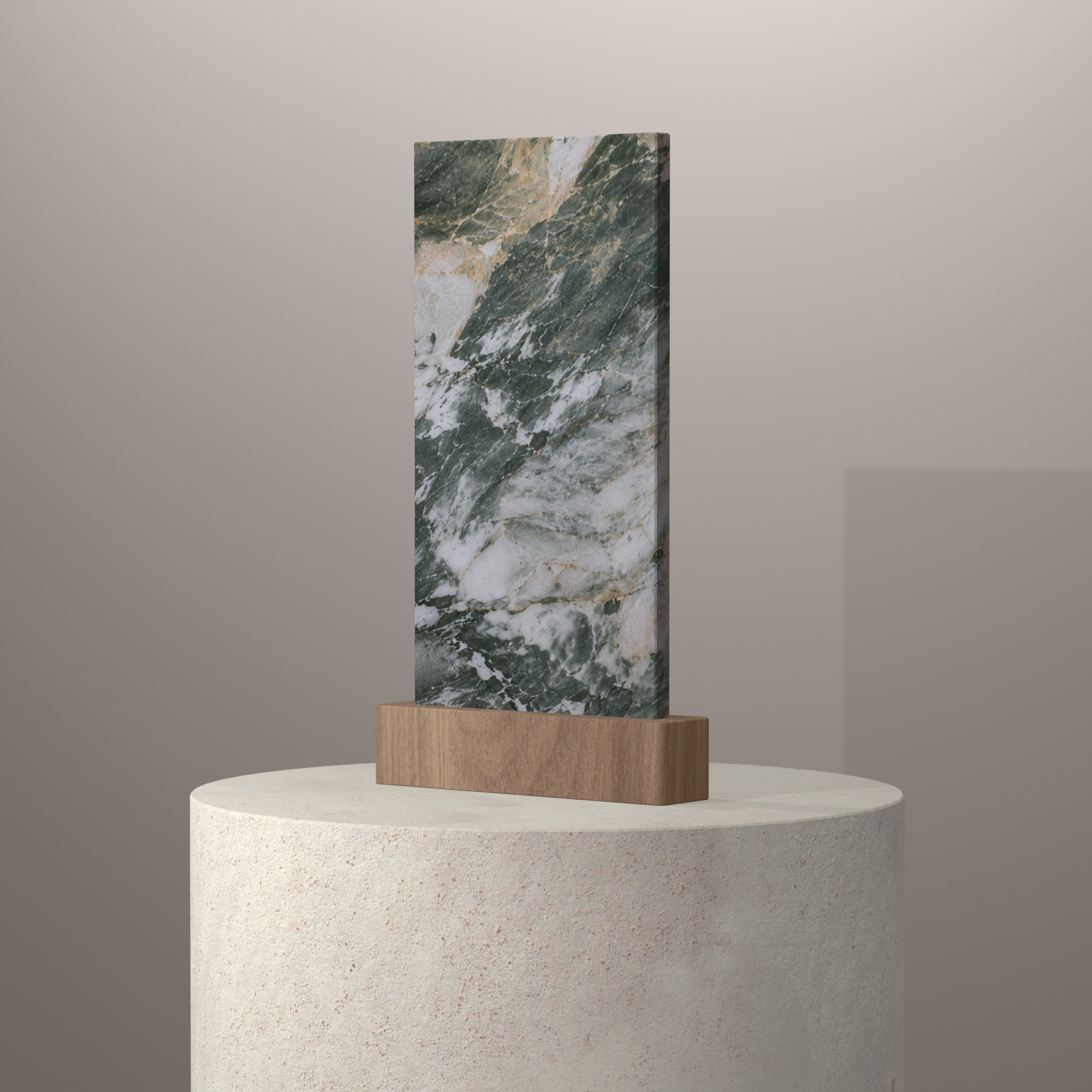 Rendu 3D du coloris Acquabella en Quartzite sur piédestal