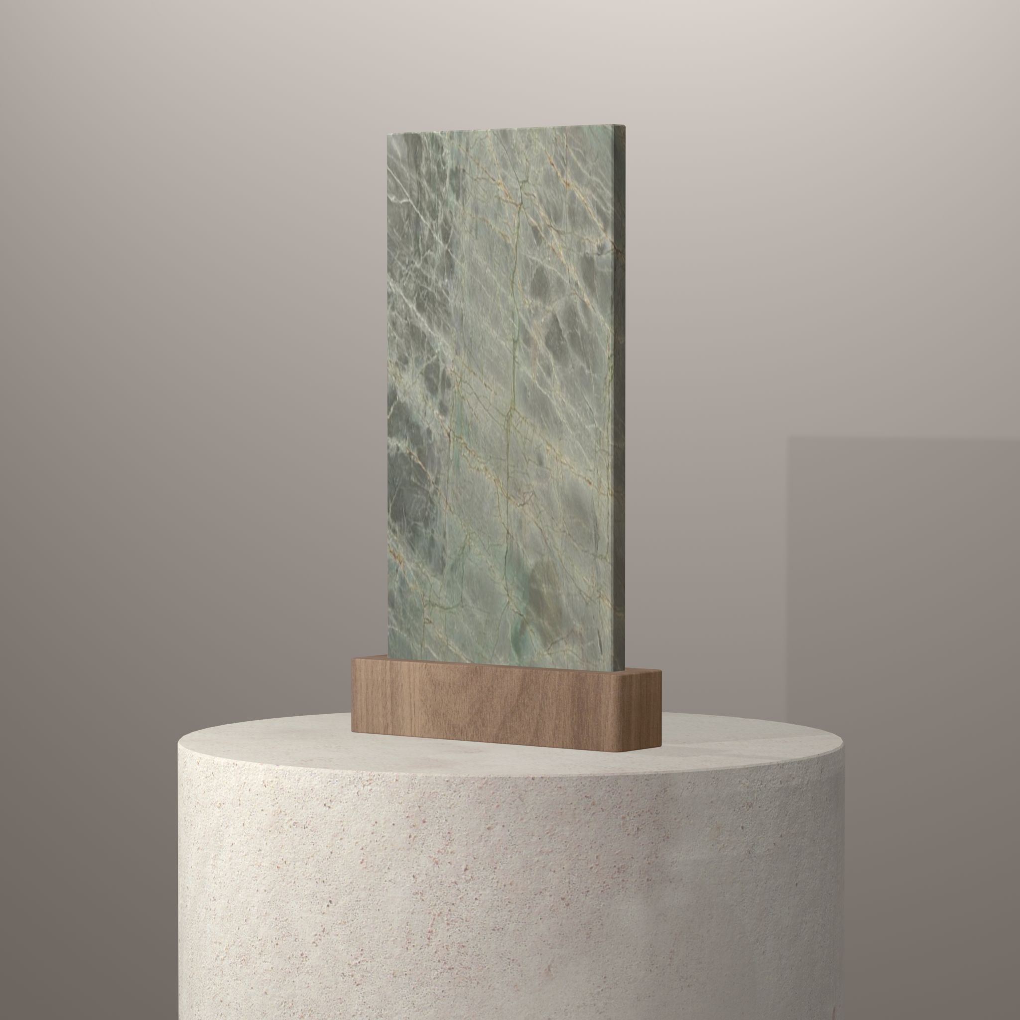 Rendu 3D du coloris J'adore en Quartzite sur piédestal