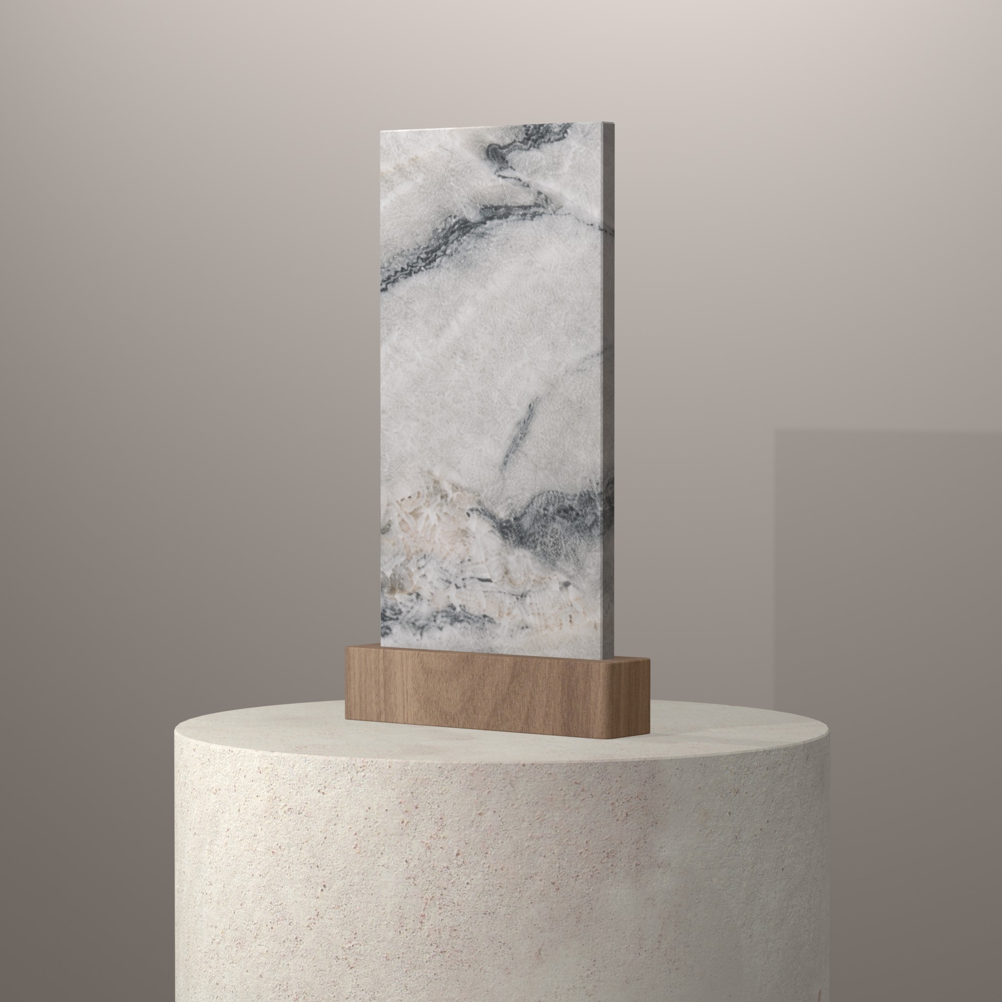 Rendu 3D du coloris Macaubas Fantasy en Quartzite sur piédestal