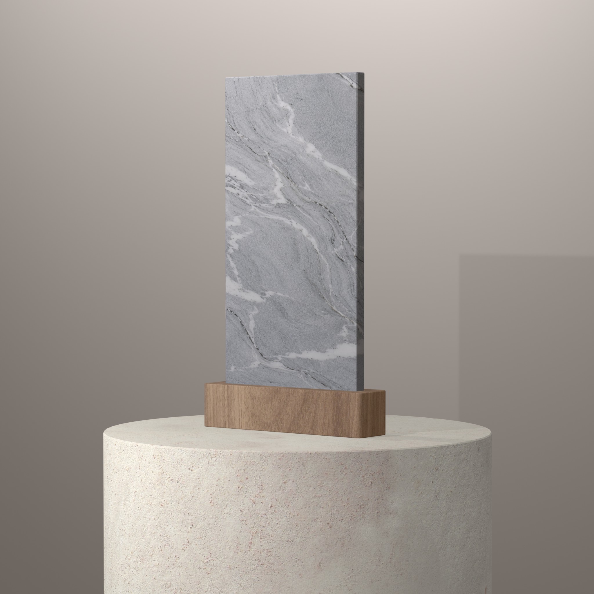Rendu 3D du coloris Midnight en Quartzite sur piédestal