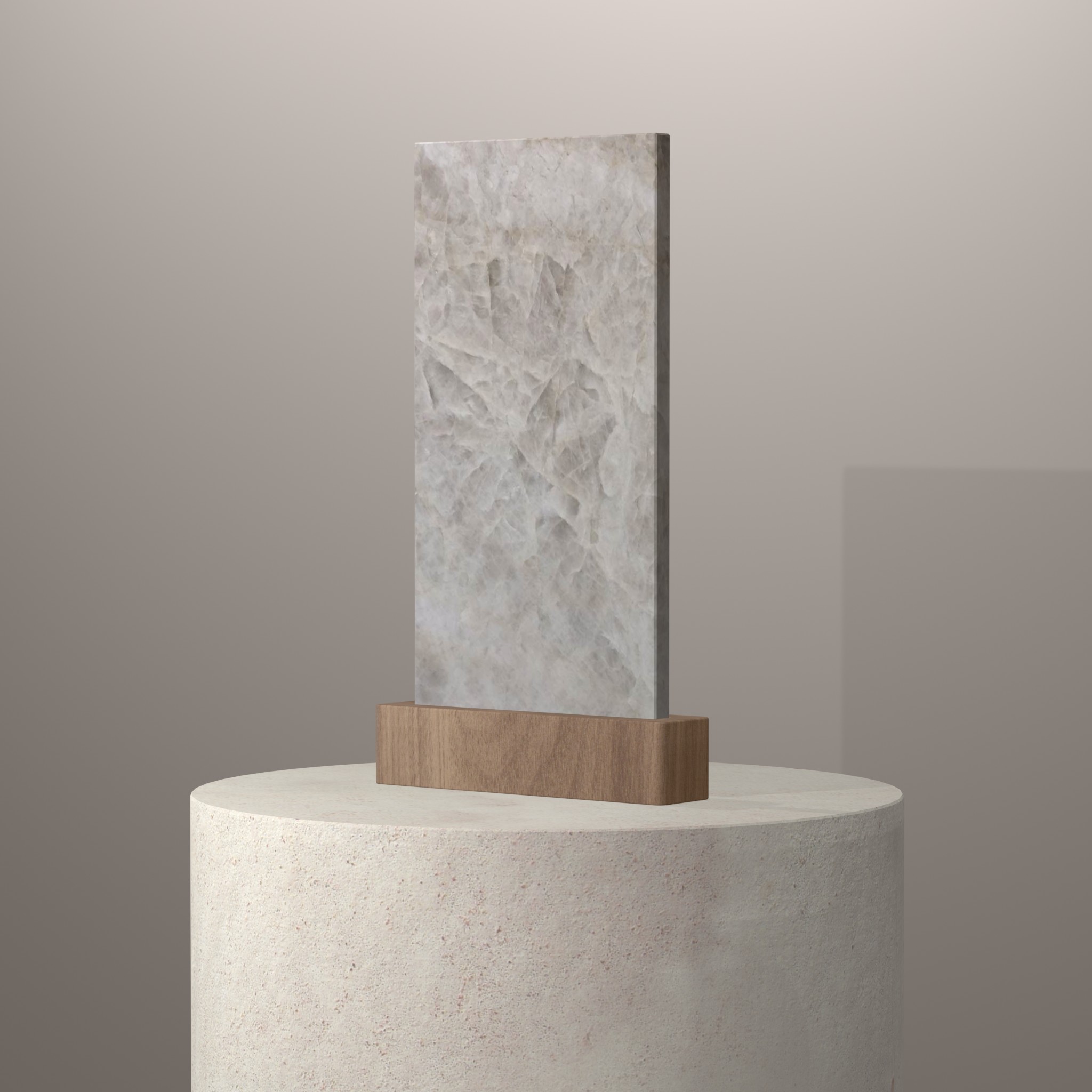 Rendu 3D du coloris Perla Santy en Quartzite sur piédestal