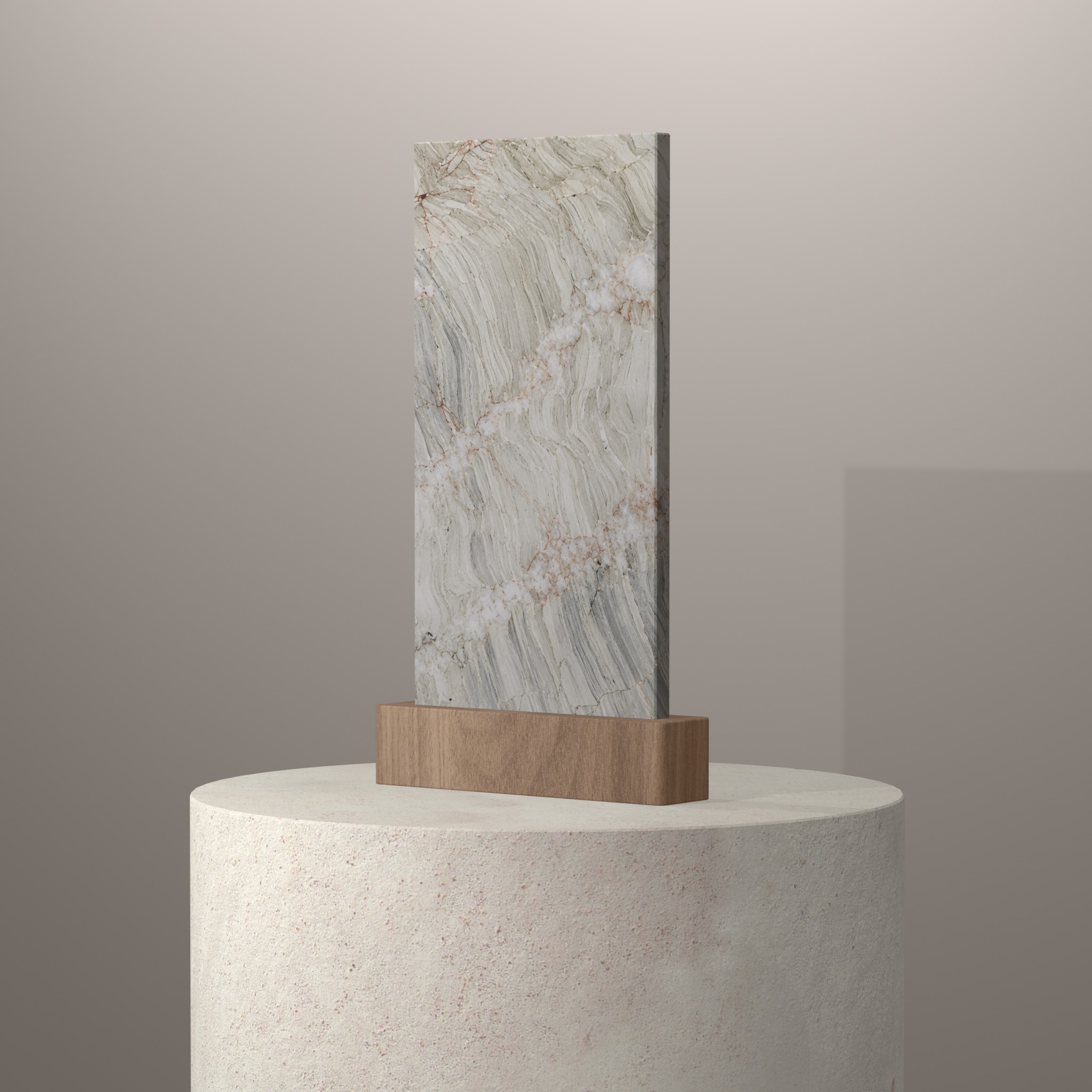Rendu 3D du coloris Picasso en Quartzite sur piédestal