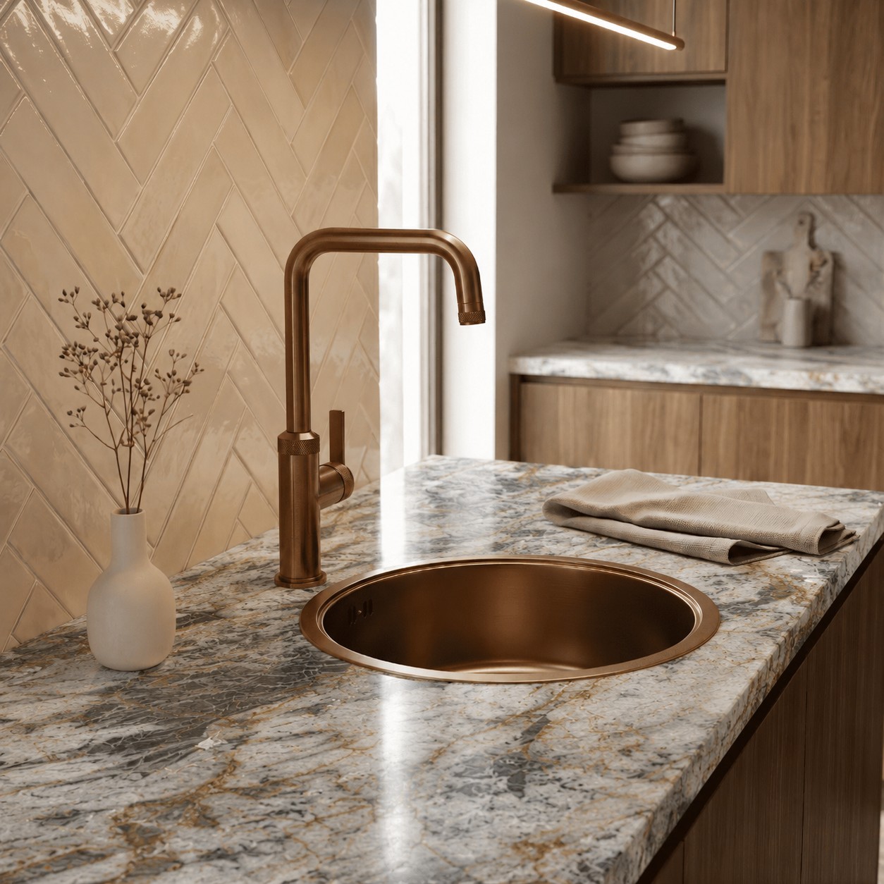 Réalisation n°1 du plan de travail Aura Crystal en Quartzite