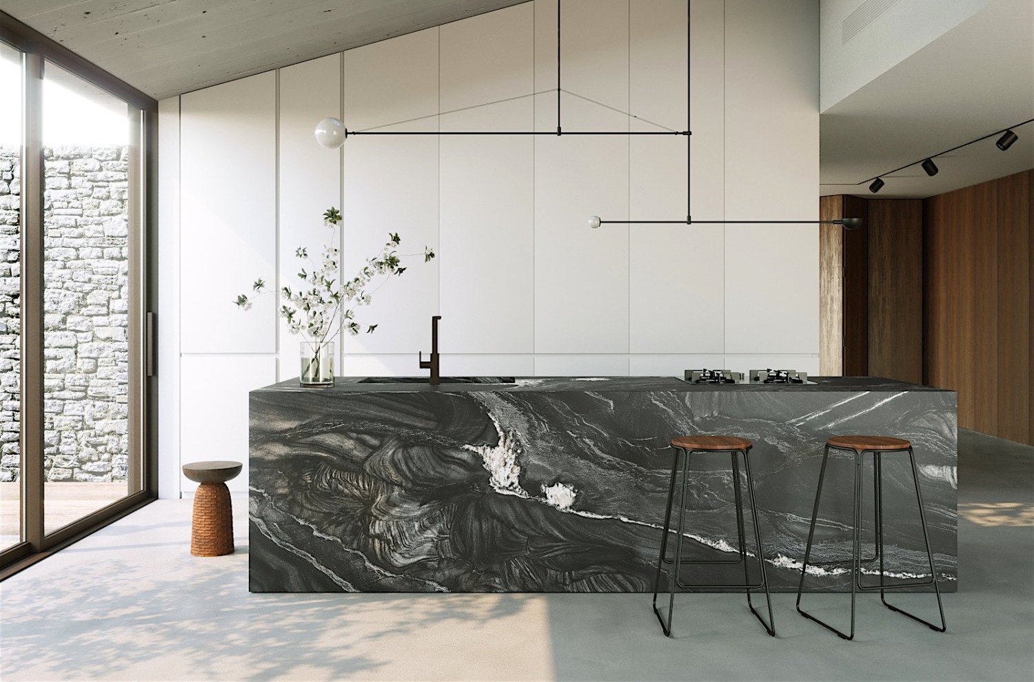 Réalisation n°1 du plan de travail Black Tempest en Quartzite