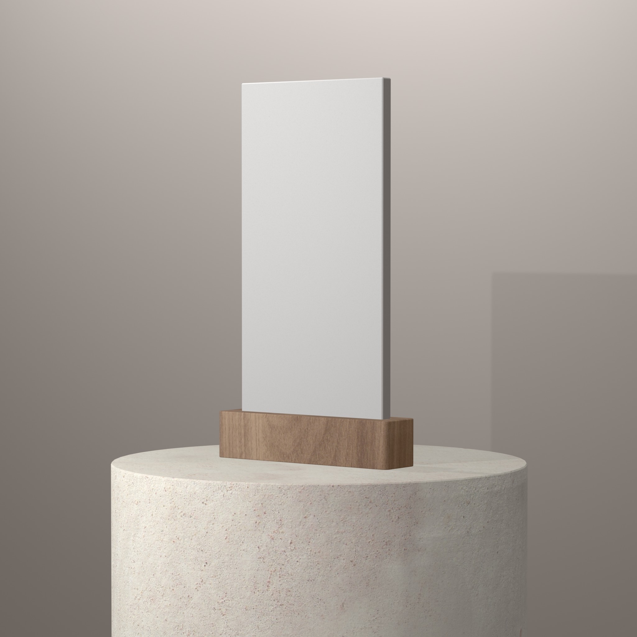 Rendu 3D du coloris Absolut Blanc en Quartz Compac sur piédestal
