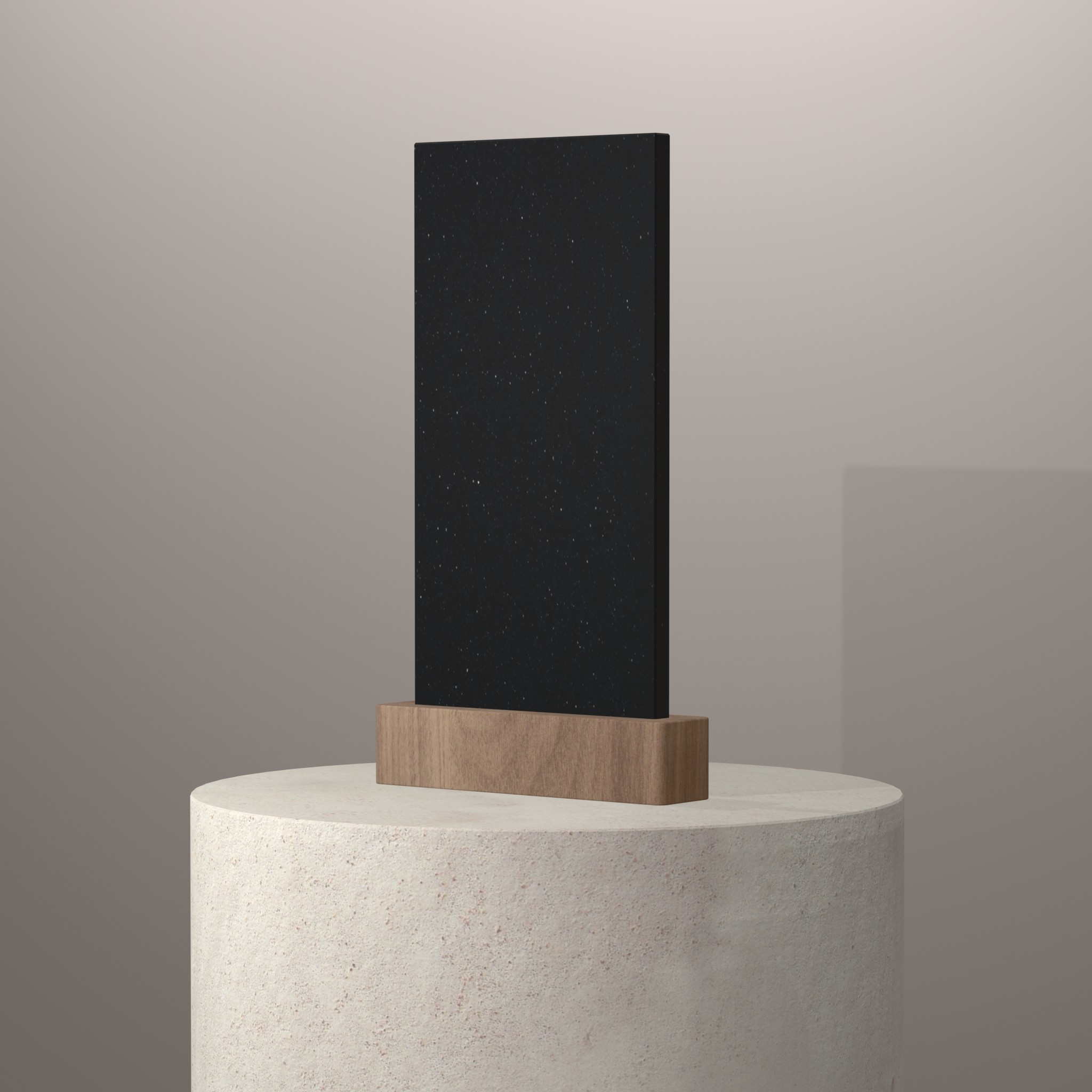 Rendu 3D du coloris Nocturno en Quartz Compac sur piédestal
