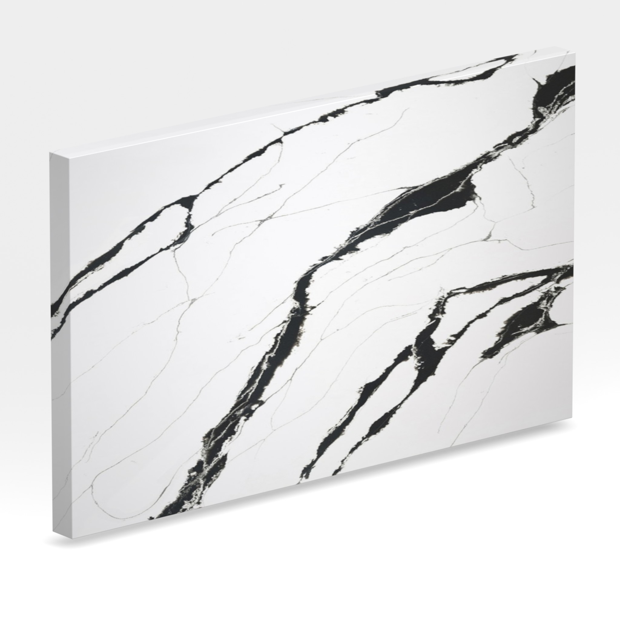 Rendu 3D de la tranche du coloris Unique Calacatta Black en Quartz Compac