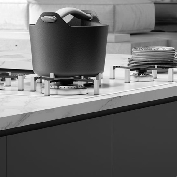 Réalisation n°5 du plan de travail Unique Calacatta en Quartz Compac